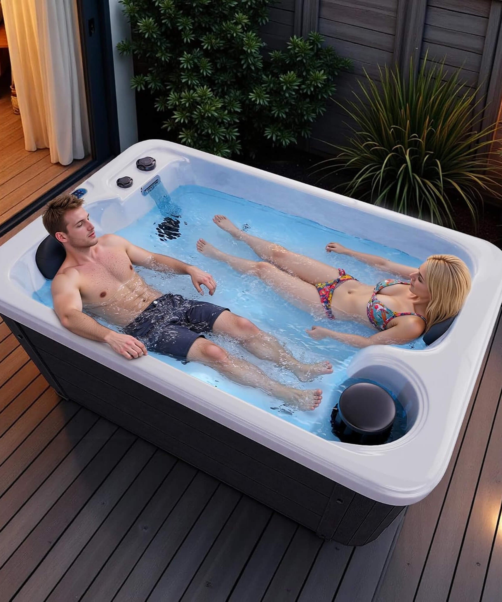 Nuvia Premium 2-Person Outdoor Hot Tub W/ 15 Stainless Steel Jets (SAK92015)
