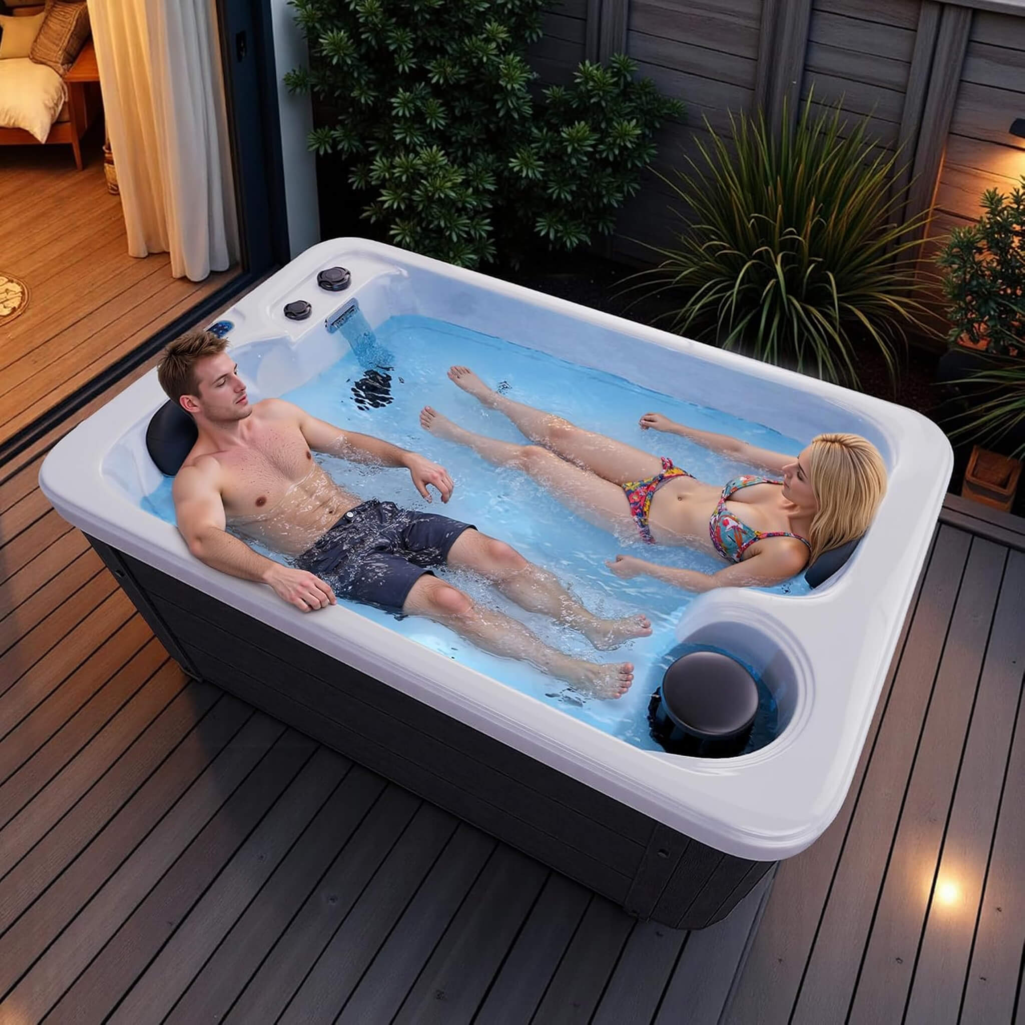 Nuvia Premium 2-Person Outdoor Hot Tub W/ 15 Stainless Steel Jets (SAK92015)