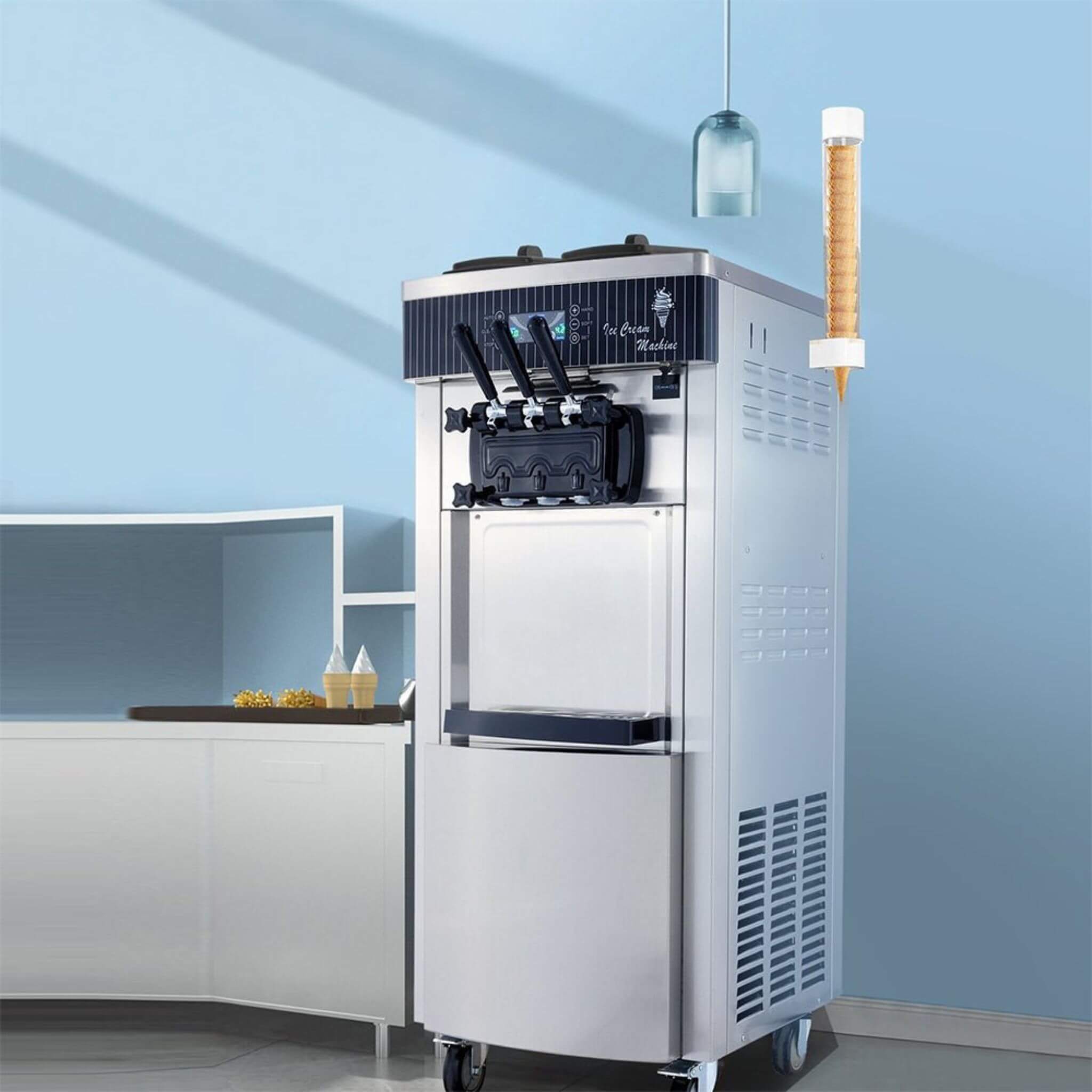 Premium 3-Flavors 20-28L/H Commercial Soft Serve Yogurt Ice Cream Machine Maker (SAK97524)