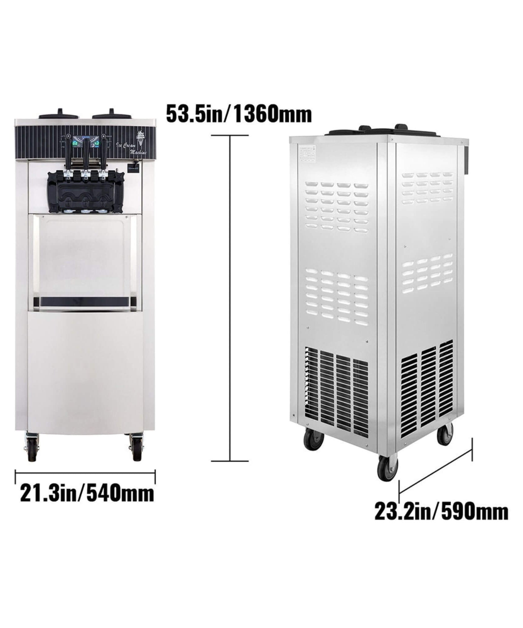Premium 3-Flavors 20-28L/H Commercial Soft Serve Yogurt Ice Cream Machine Maker (SAK97524)