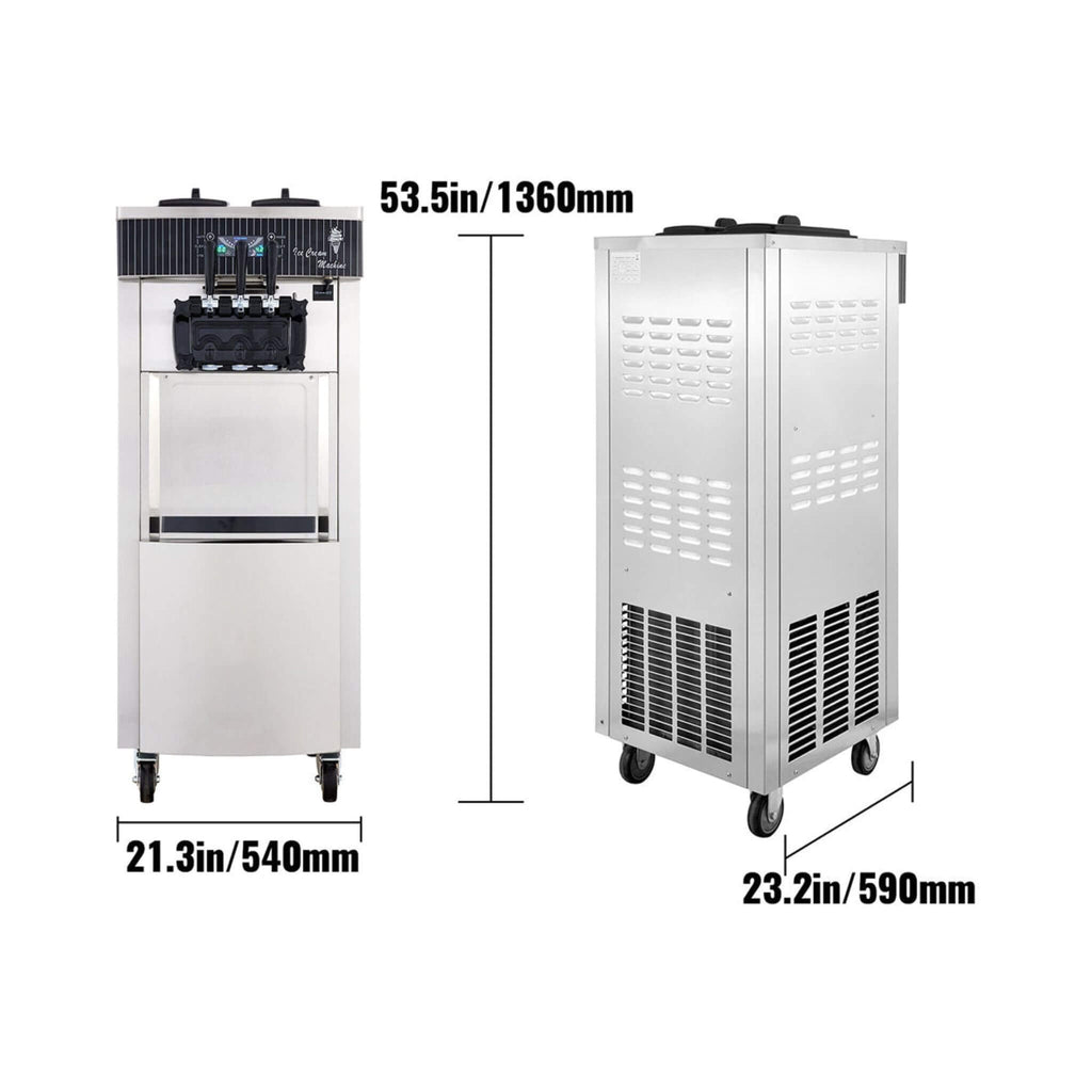 Premium 3-Flavors 20-28L/H Commercial Soft Serve Yogurt Ice Cream Machine Maker (SAK97524)