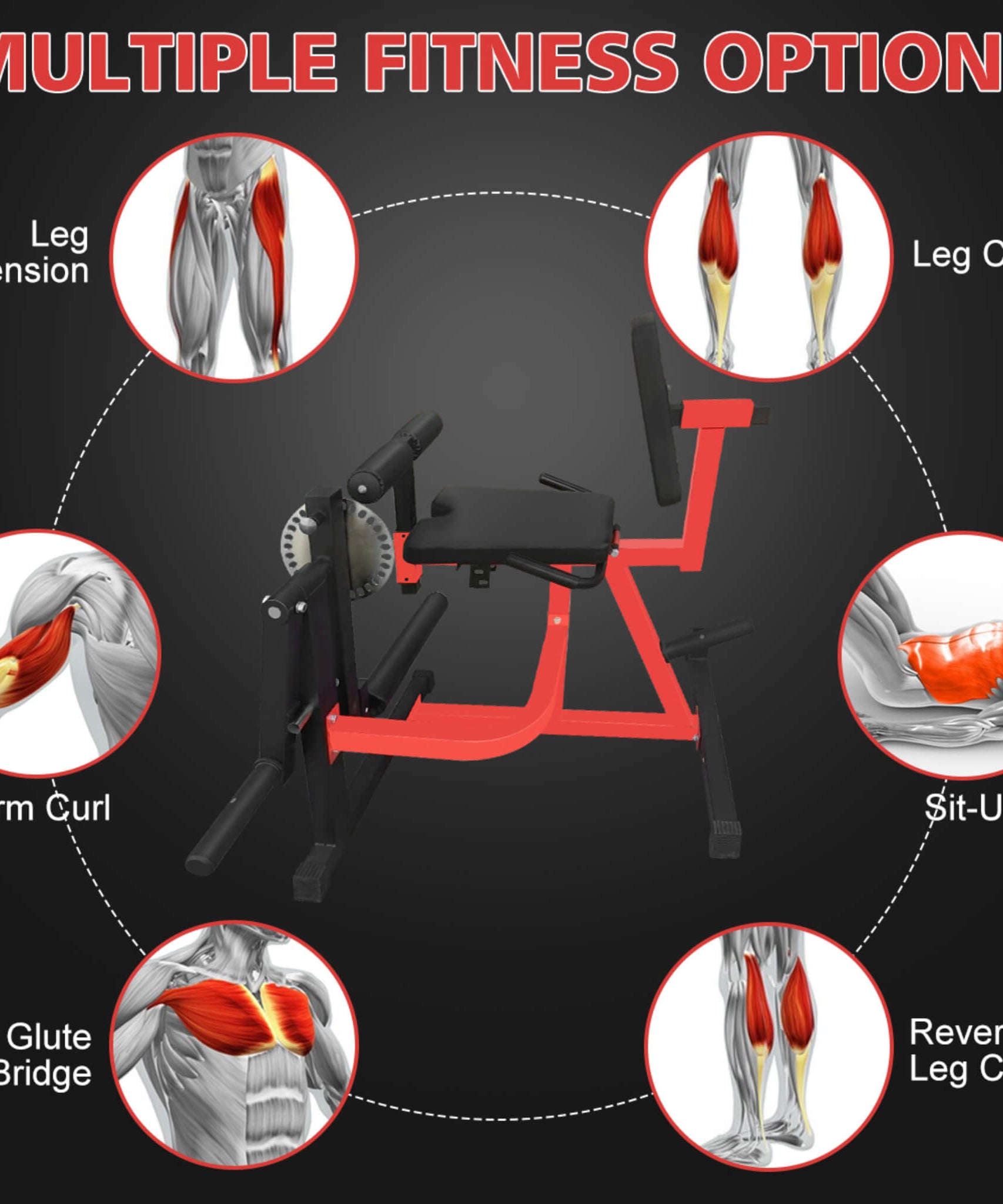 Rovix Premium 3-In-1 Multi-Functional Adjustable Leg Extension And Curl Machine For Lower Body Workouts (SAK21427)