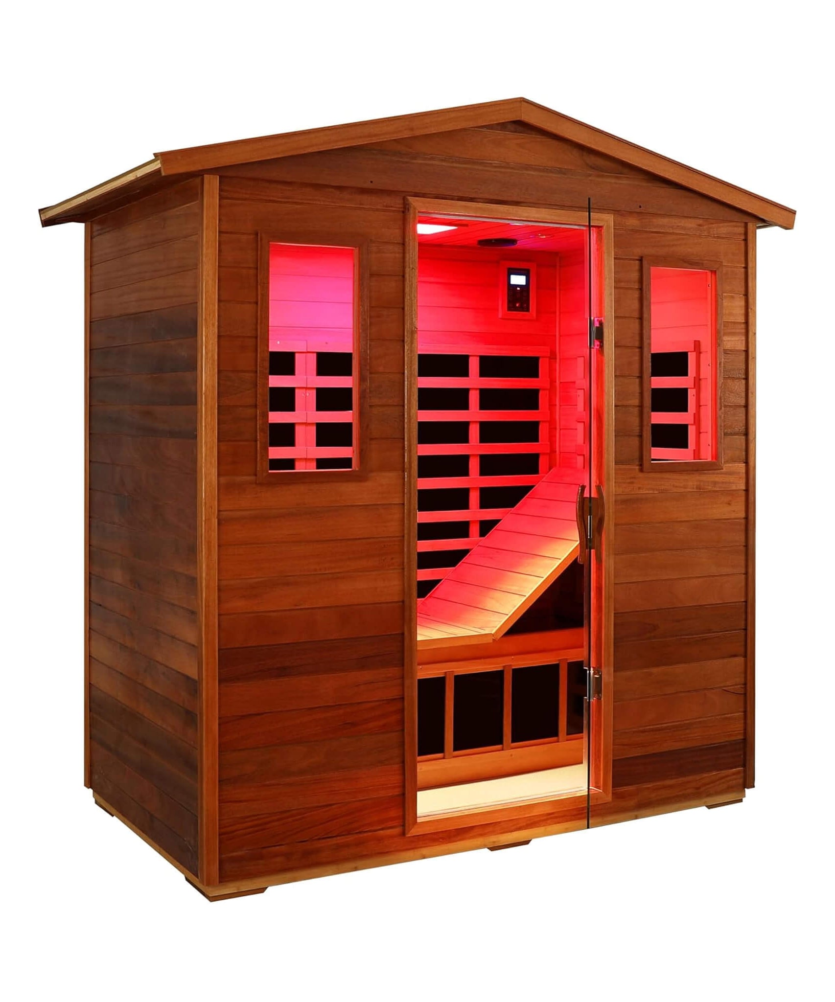 Thermora Vanta Luxury 3-Person Outdoor Mahogany Full Spectrum Ultra-Low EMF FAR Infrared Sauna With Chromotherapy And Bluetooth Speakers (SAK83460)