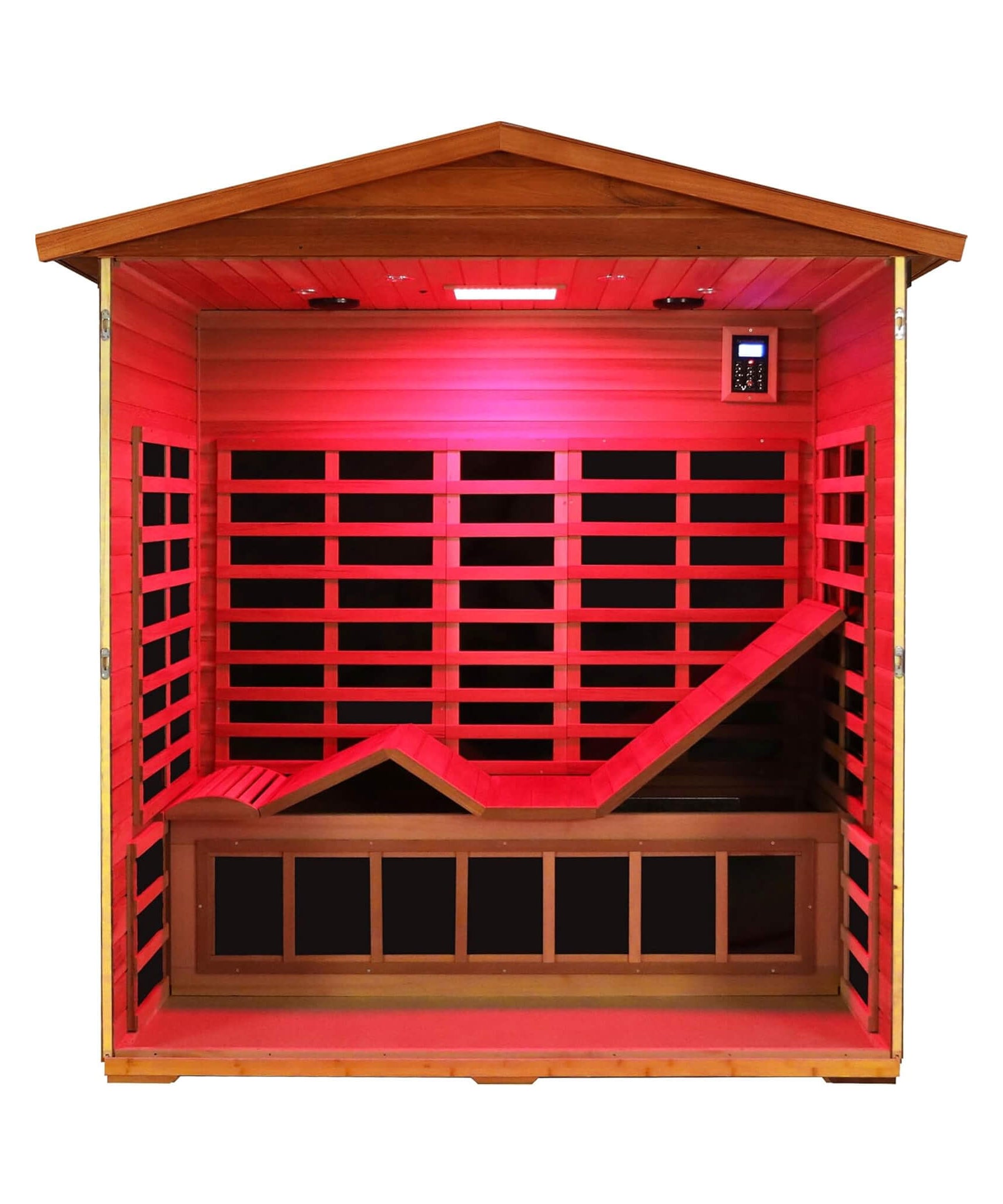 Thermora Vanta Luxury 3-Person Outdoor Mahogany Full Spectrum Ultra-Low EMF FAR Infrared Sauna With Chromotherapy And Bluetooth Speakers (SAK83460)