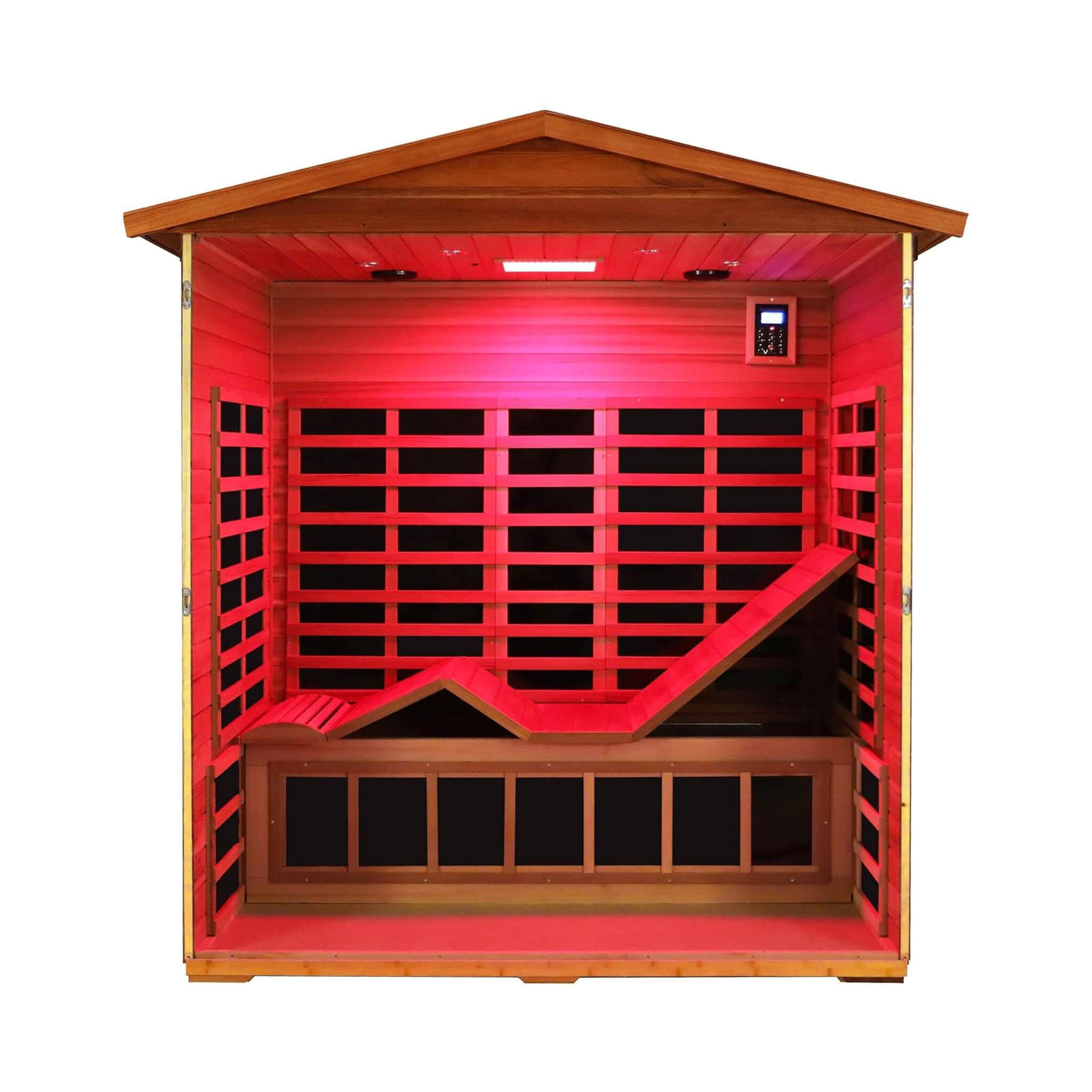 Thermora Vanta Luxury 3-Person Outdoor Mahogany Full Spectrum Ultra-Low EMF FAR Infrared Sauna With Chromotherapy And Bluetooth Speakers (SAK83460)