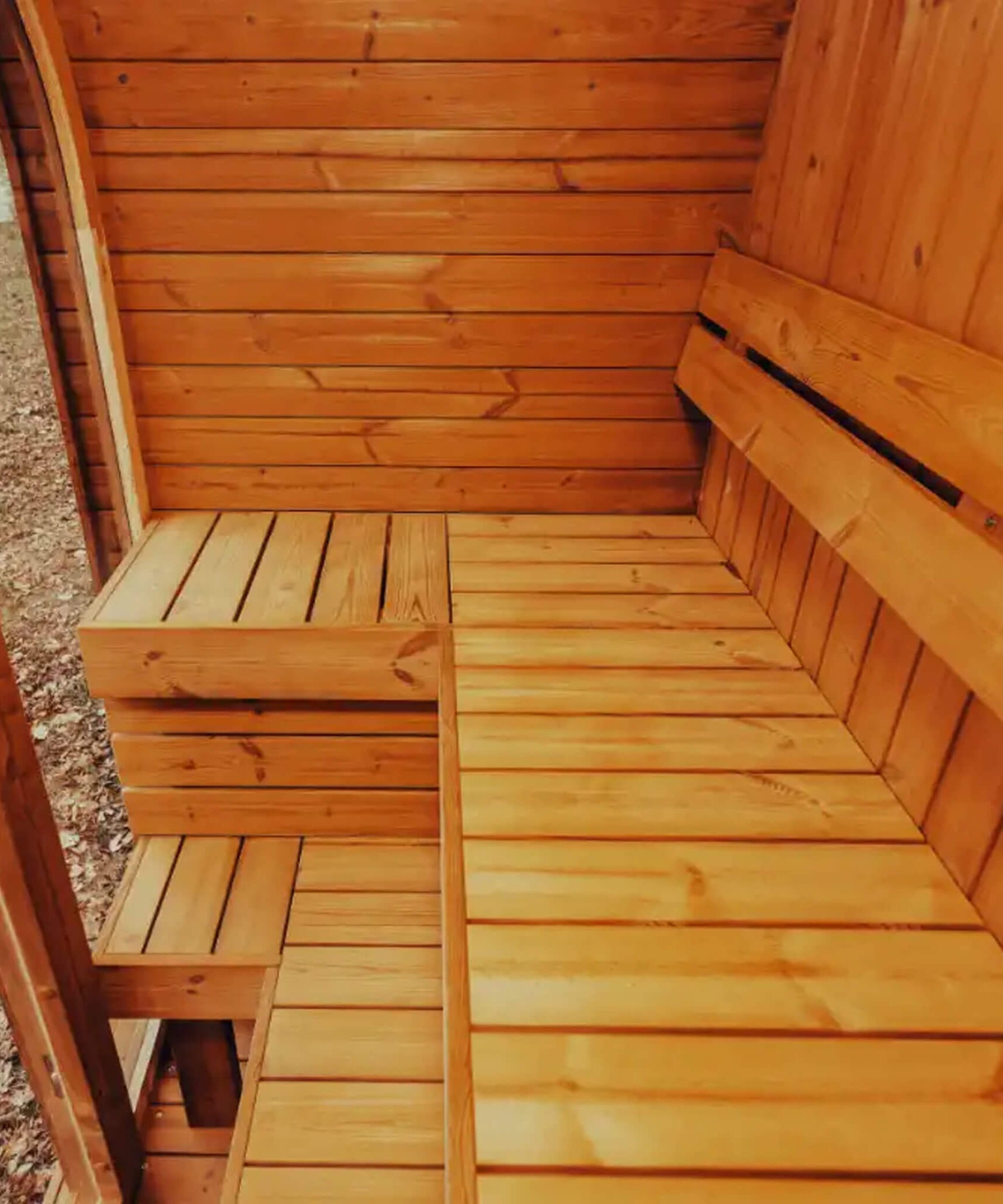 Premium 3-Person Outdoor Scandinavian ThermoWood Cube Sauna Kit With LED Lighting (SAK47582)