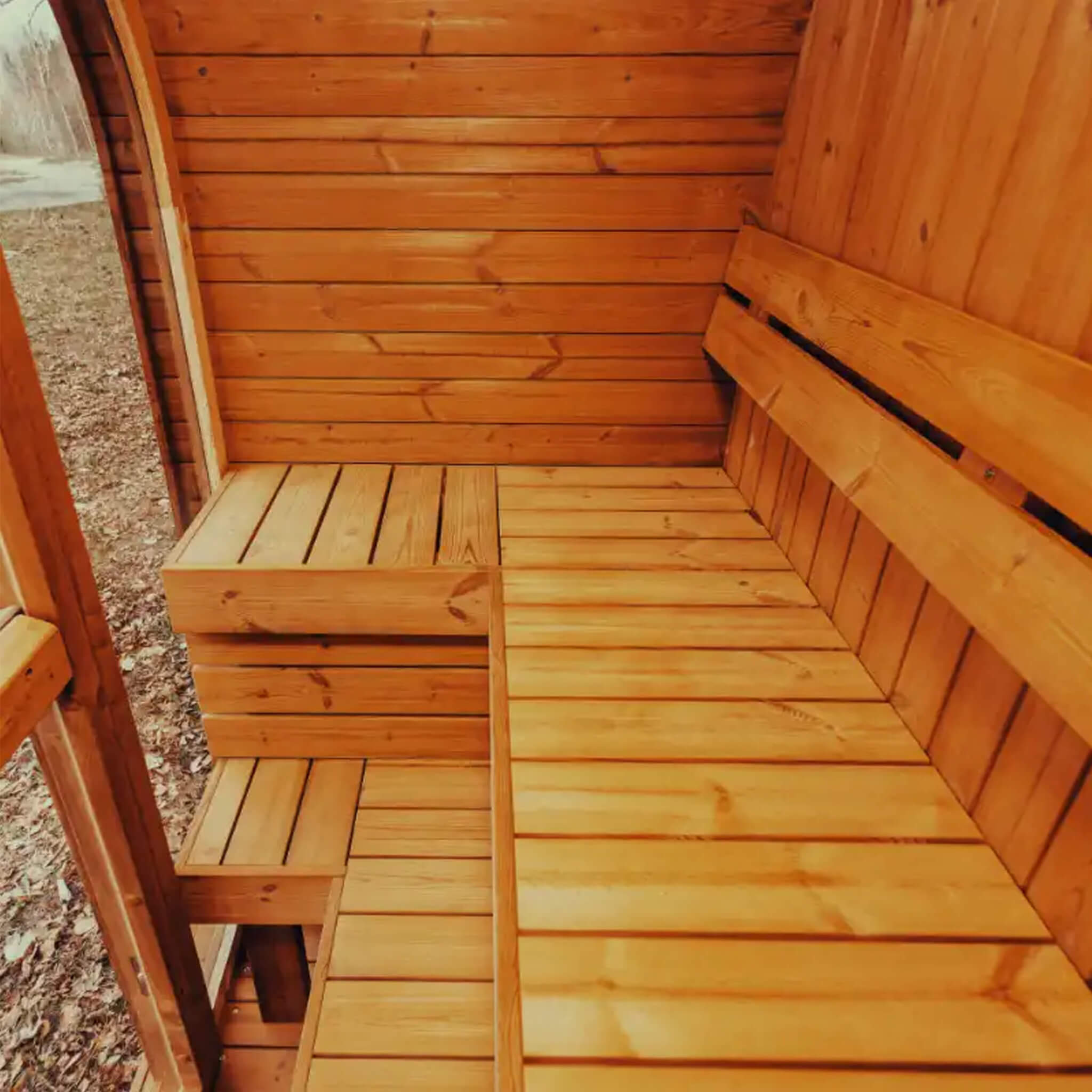 Premium 3-Person Outdoor Scandinavian ThermoWood Cube Sauna Kit With LED Lighting (SAK47582)
