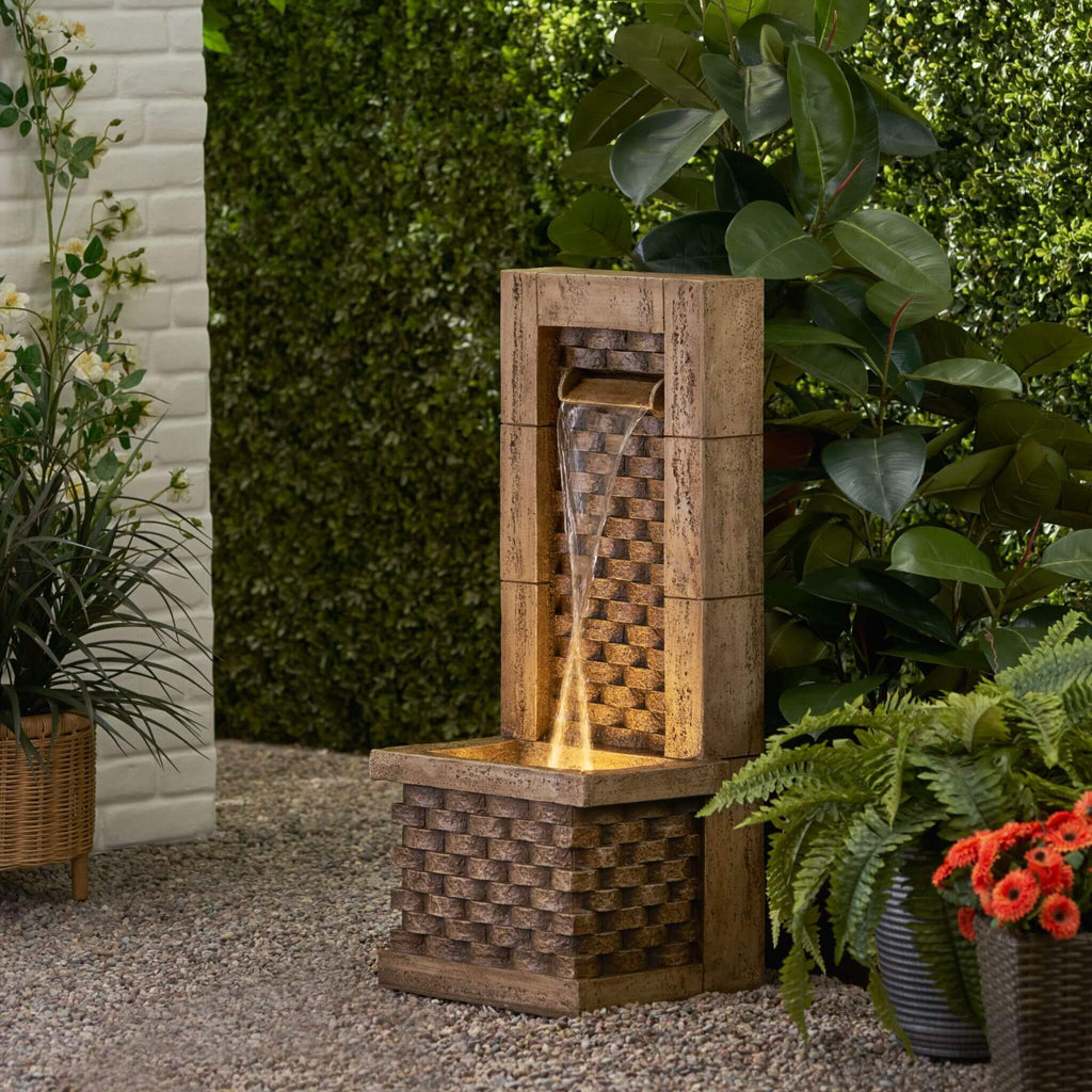 Alora Premium 35-Inch Hand-Crafted Weather-Resistant Waterfall Fountain With LED Lights (SAK86757)