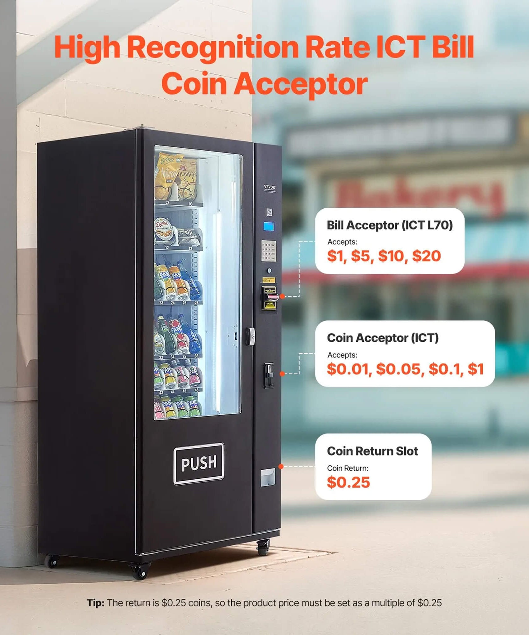 Premium 36-Slot Combo Vending Machine With ICT Bill And Coin Acceptor (SAK31832)