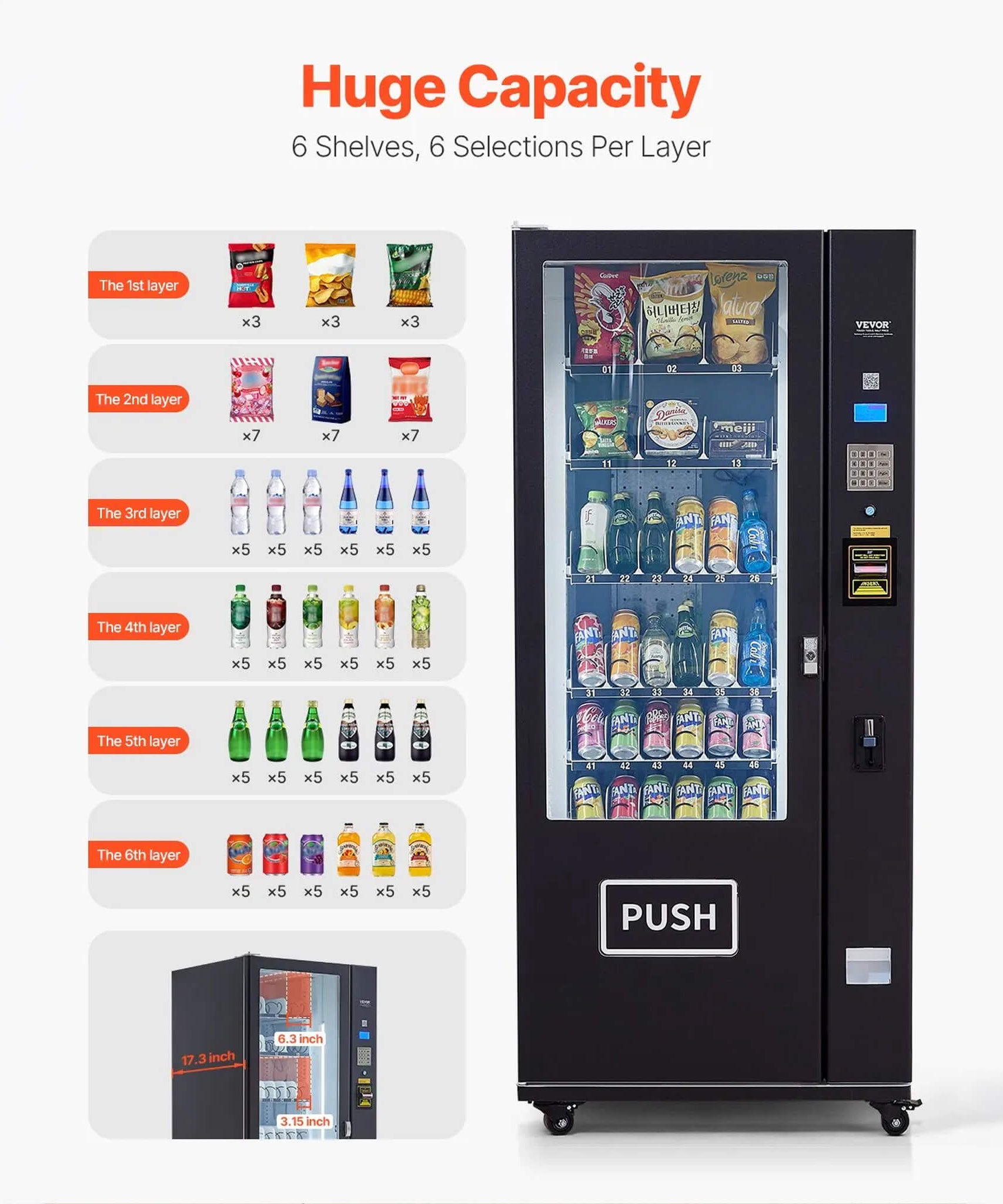 Premium 36-Slot Combo Vending Machine With ICT Bill And Coin Acceptor (SAK31832)