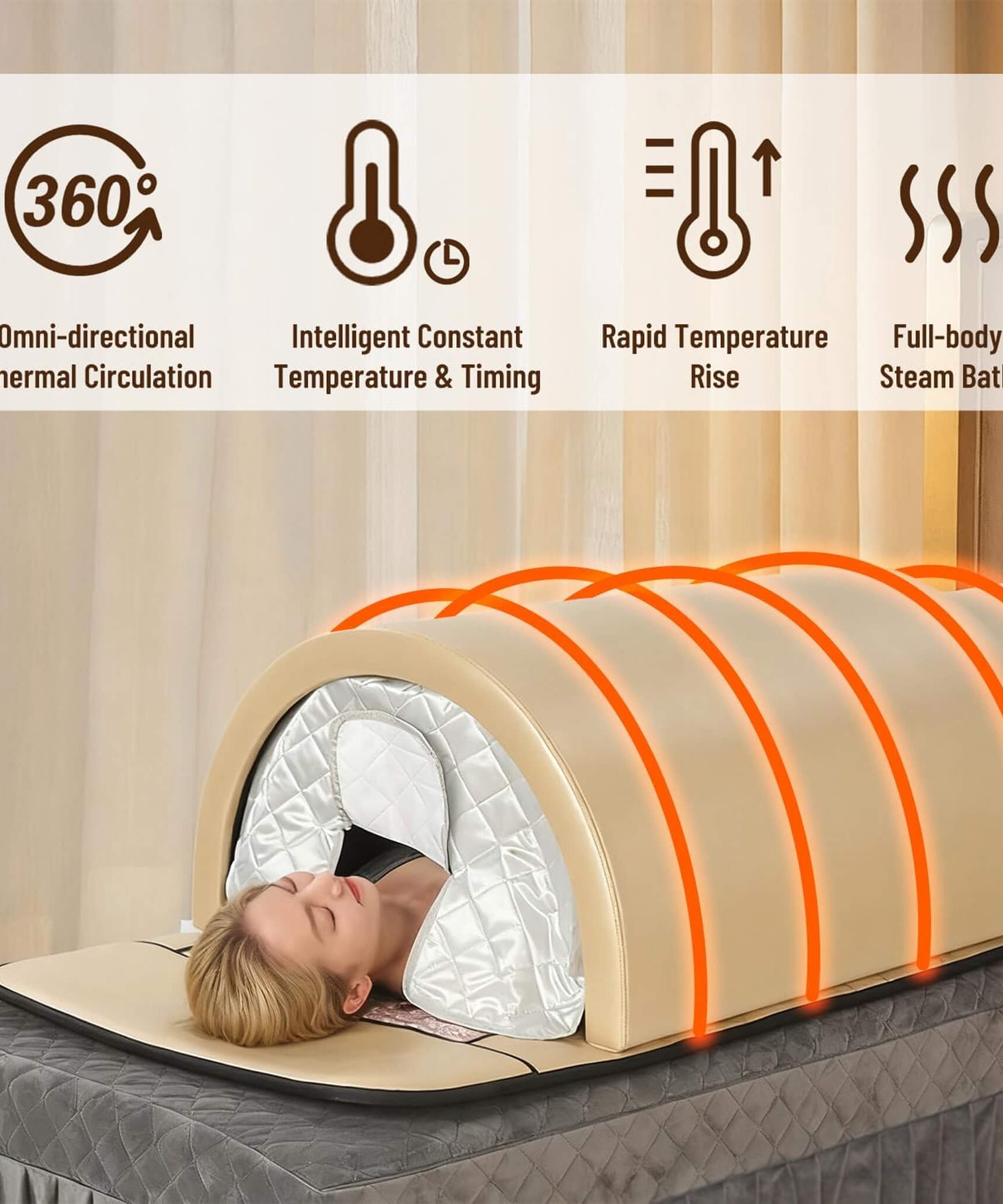 Premium 360-Degree Full-Body Far Infrared Dry Sauna Dome (SAK89665)