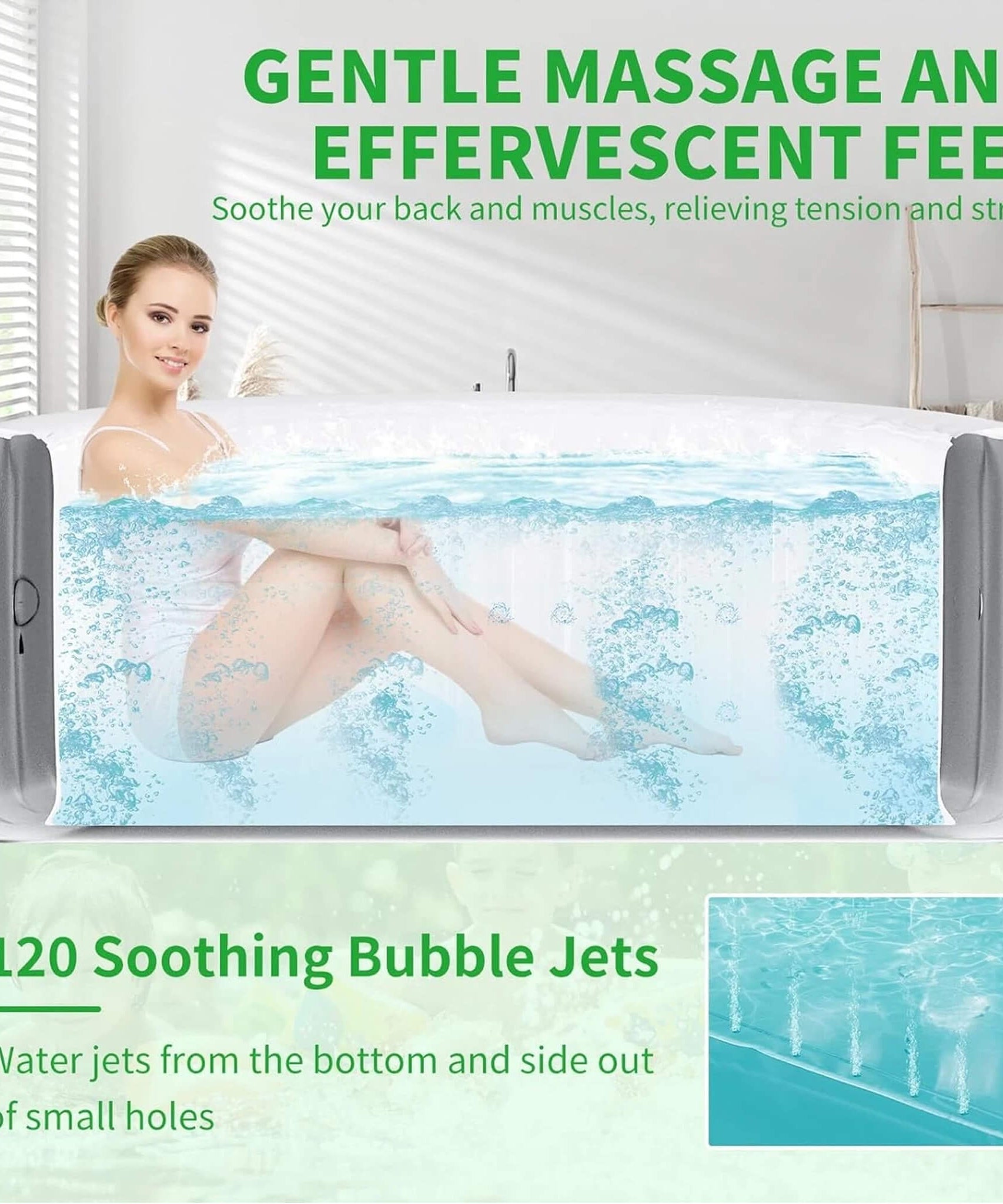 Premium Large 4-Person Inflatable Hot Tub Kit With 8-Color LED Lights (SAK20759)