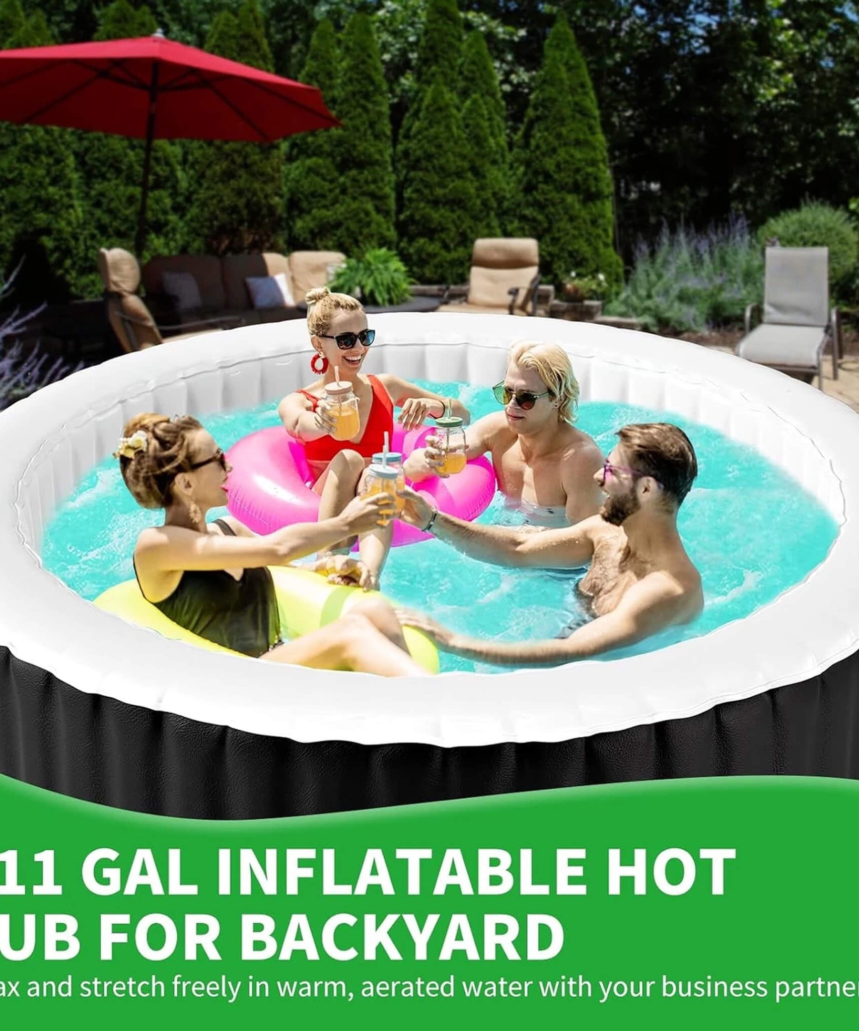 Premium Large 4-Person Inflatable Hot Tub Kit With 8-Color LED Lights (SAK20759)
