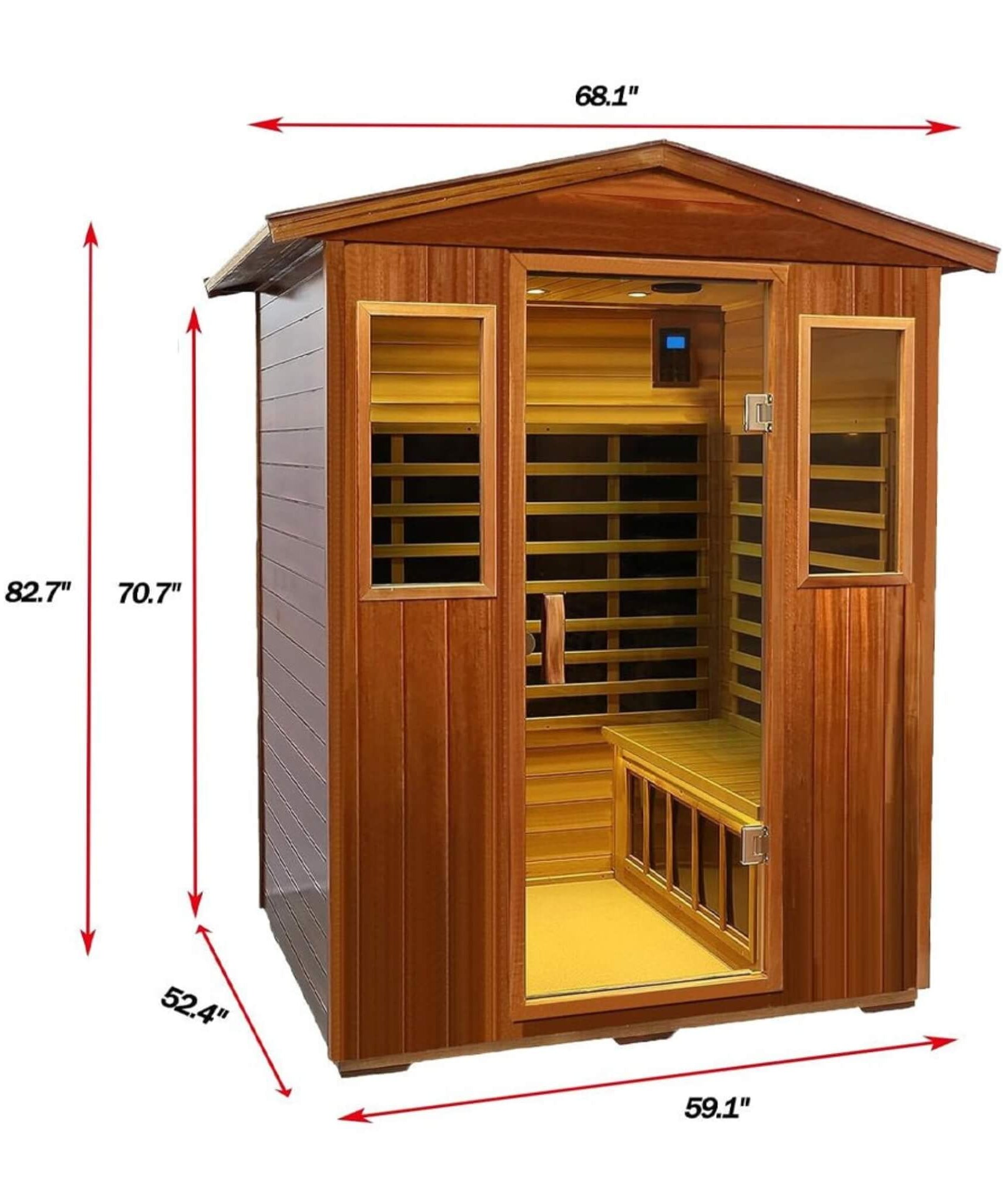 Thermoa Valois Premium 4-Person 2050W Luxury Low EMF Outdoor FAR Infrared Home Sauna With Bluetooth Audio (SAK15372)