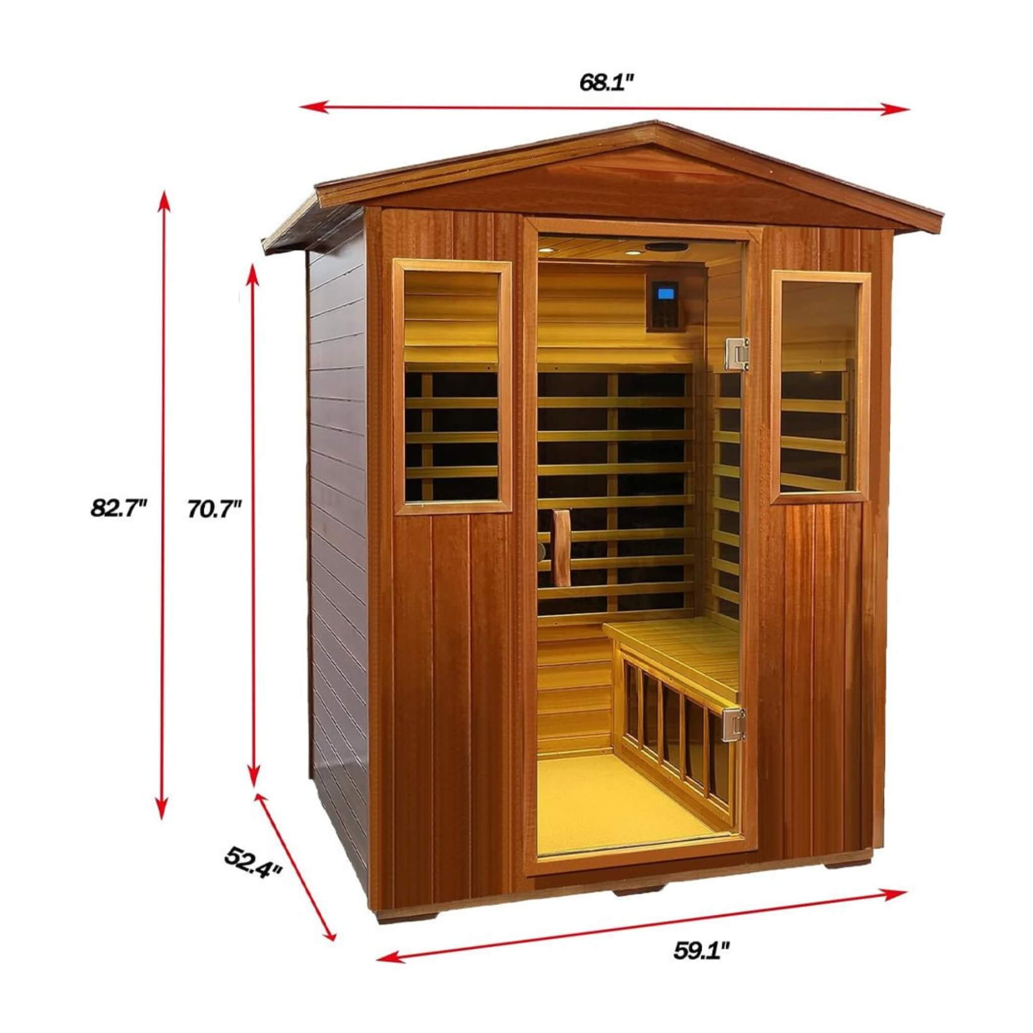 Thermoa Valois Premium 4-Person 2050W Luxury Low EMF Outdoor FAR Infrared Home Sauna With Bluetooth Audio (SAK15372)