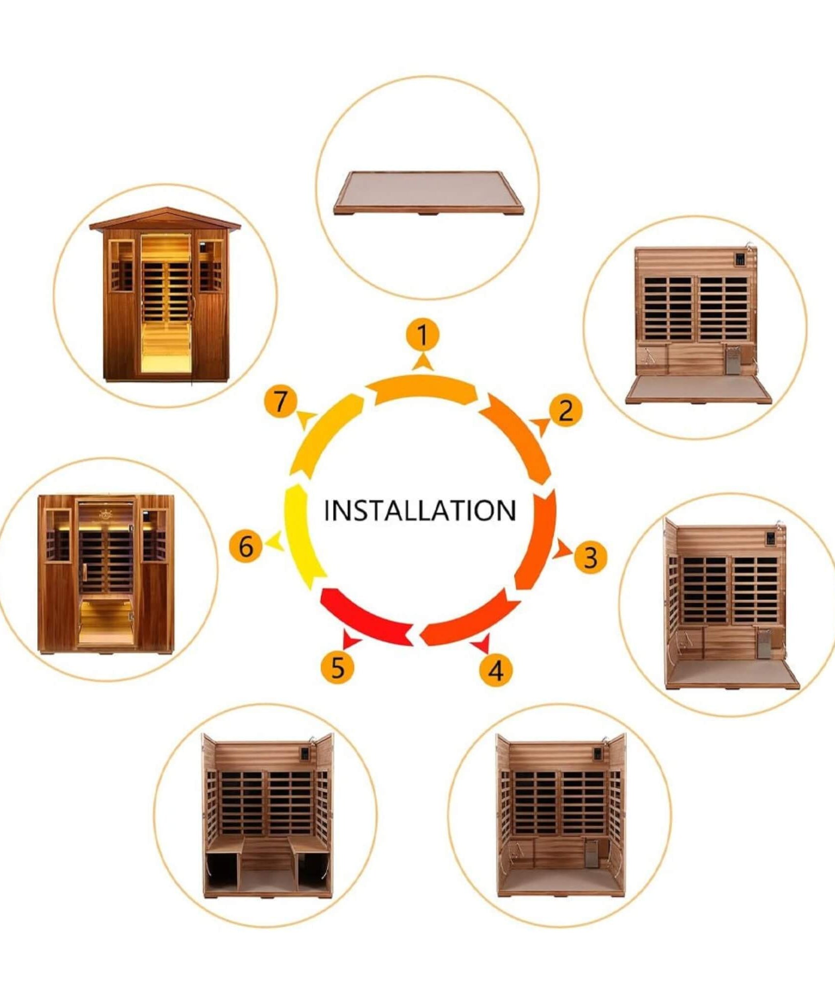 Thermoa Valois Premium 4-Person 2050W Luxury Low EMF Outdoor FAR Infrared Home Sauna With Bluetooth Audio (SAK15372)