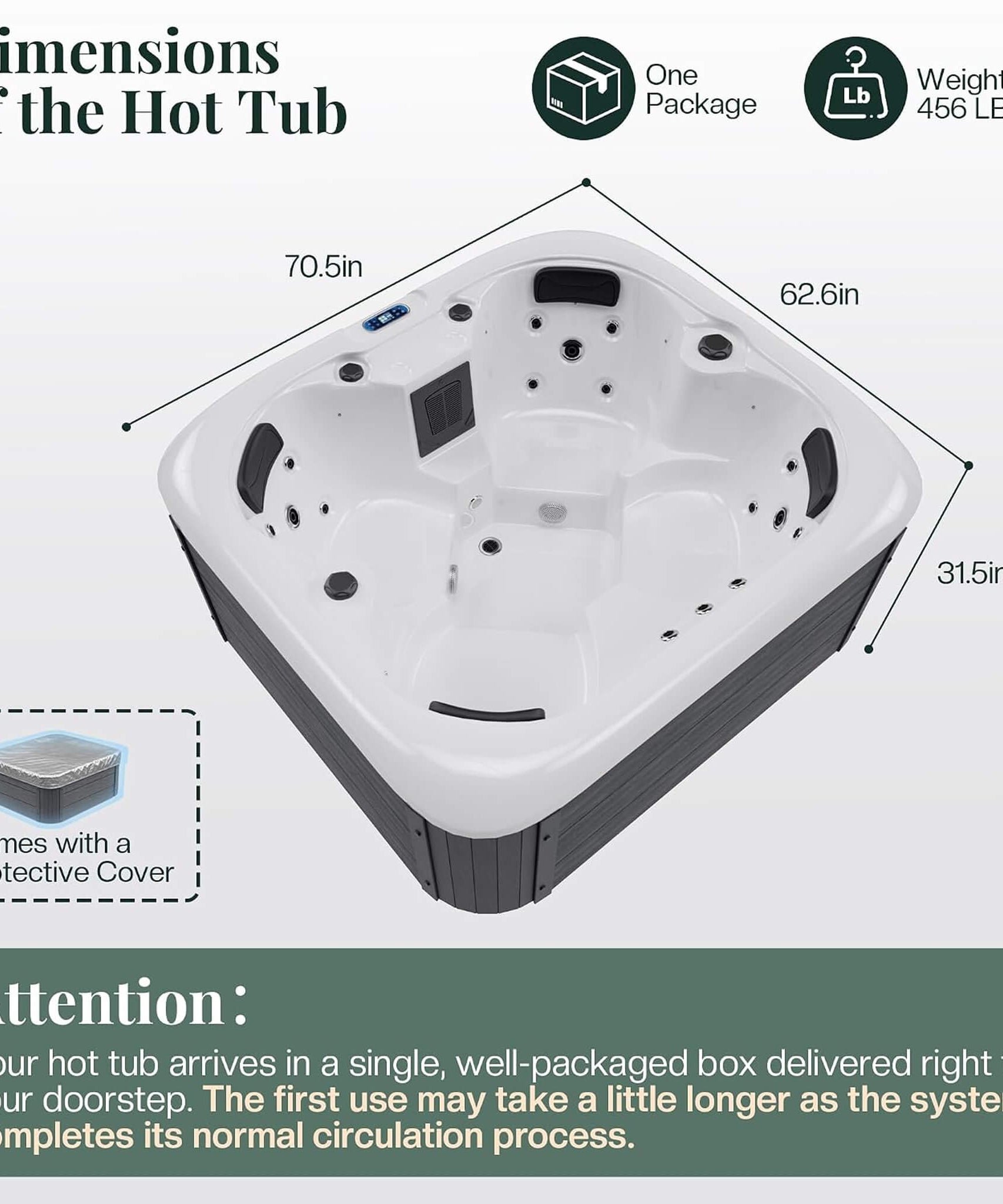 Nuvia Premium 4-Person Outdoor Hot Tub W/ 23 Stainless Steel Jets (SAK29185)