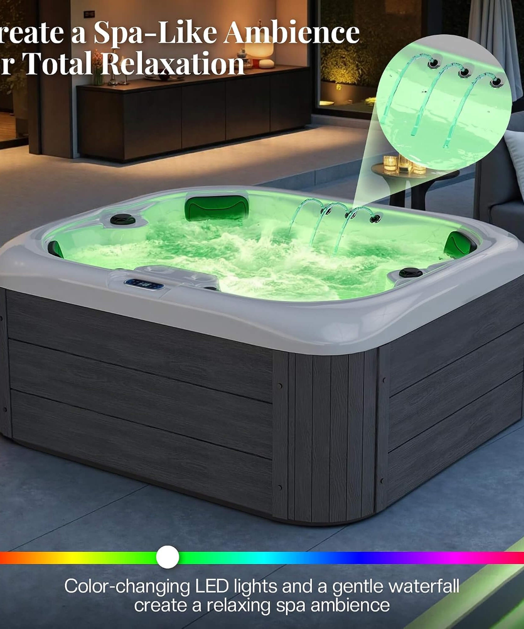Nuvia Premium 4-Person Outdoor Hot Tub W/ 23 Stainless Steel Jets (SAK29185)