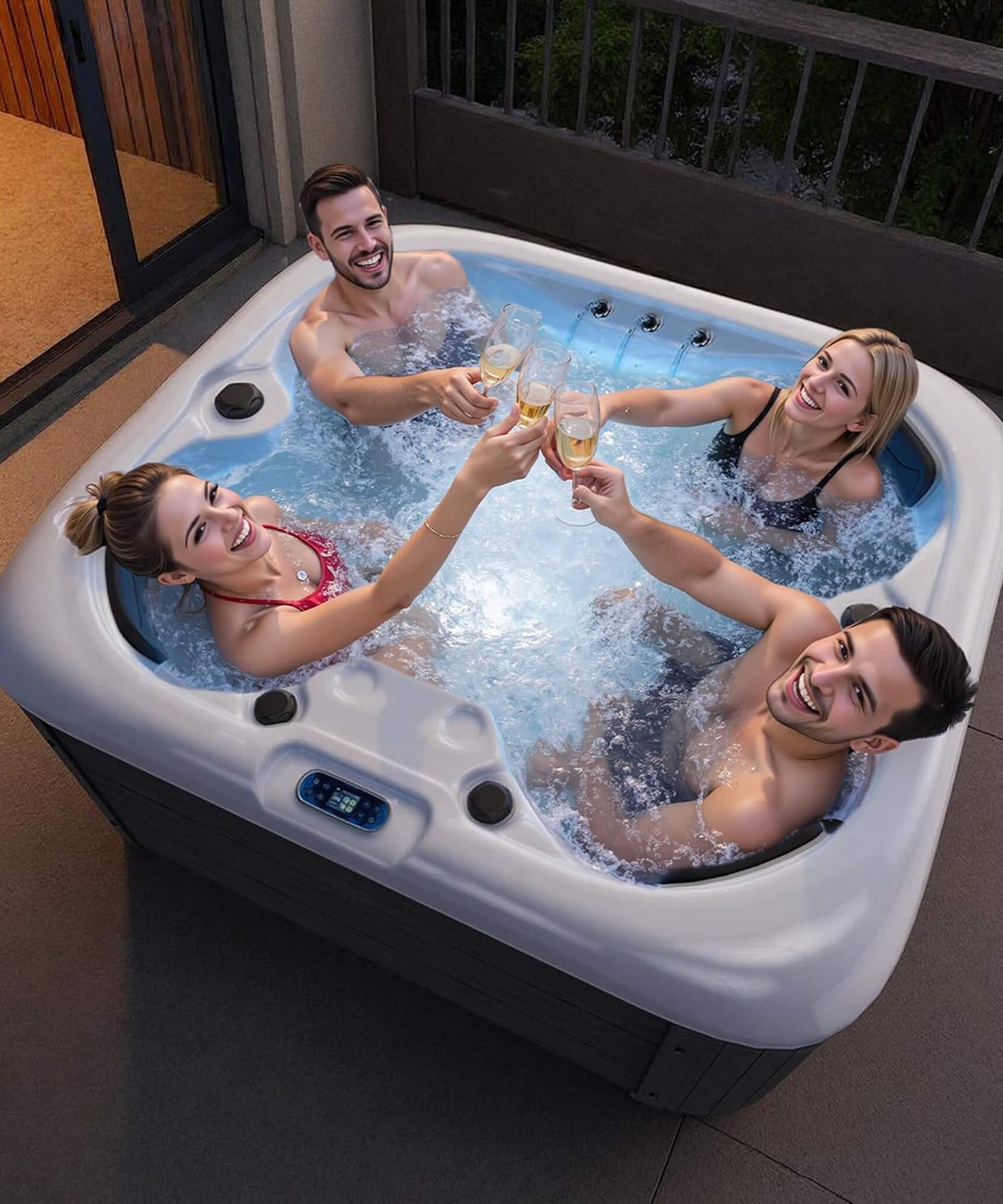 Nuvia Premium 4-Person Outdoor Hot Tub W/ 23 Stainless Steel Jets (SAK29185)