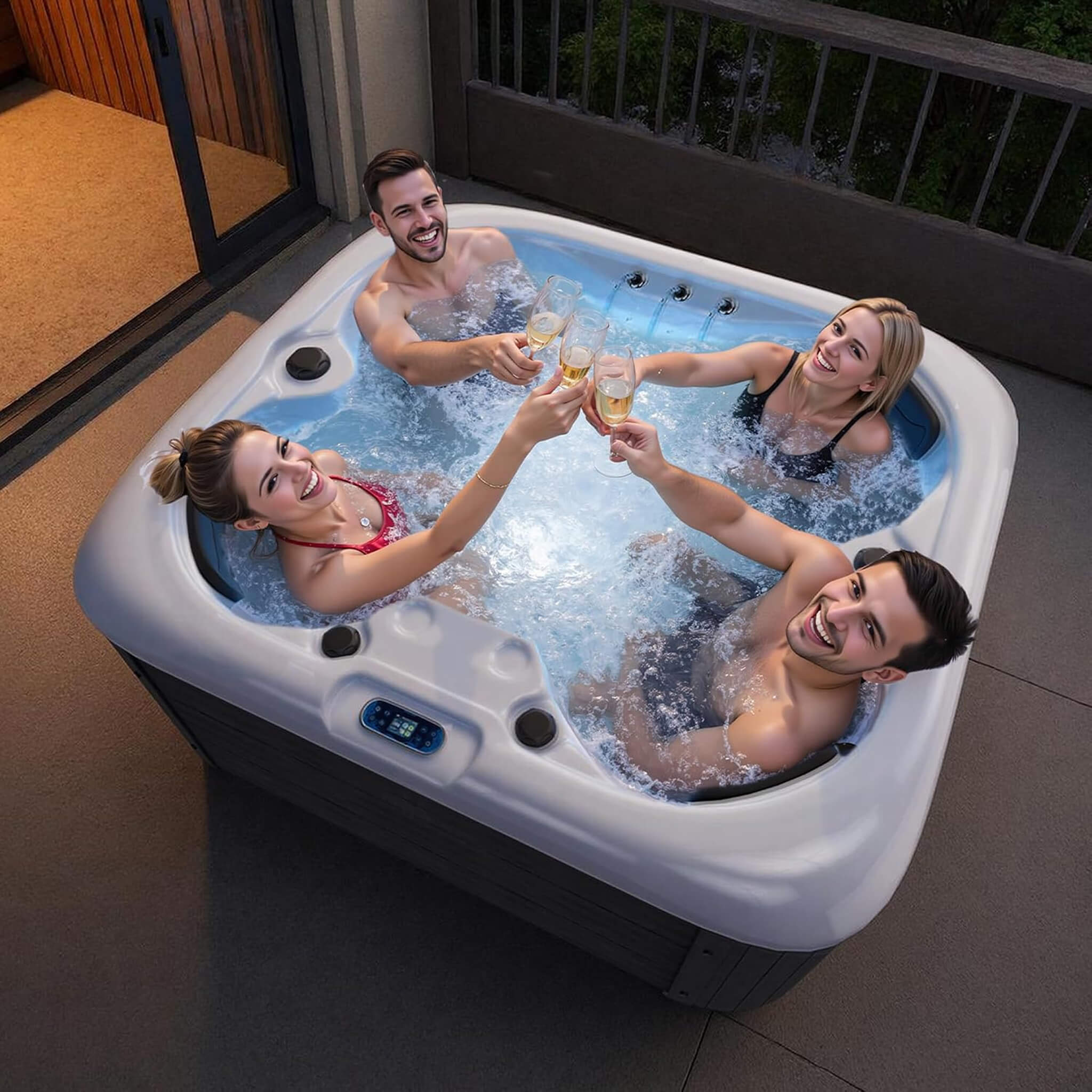 Nuvia Premium 4-Person Outdoor Hot Tub W/ 23 Stainless Steel Jets (SAK29185)