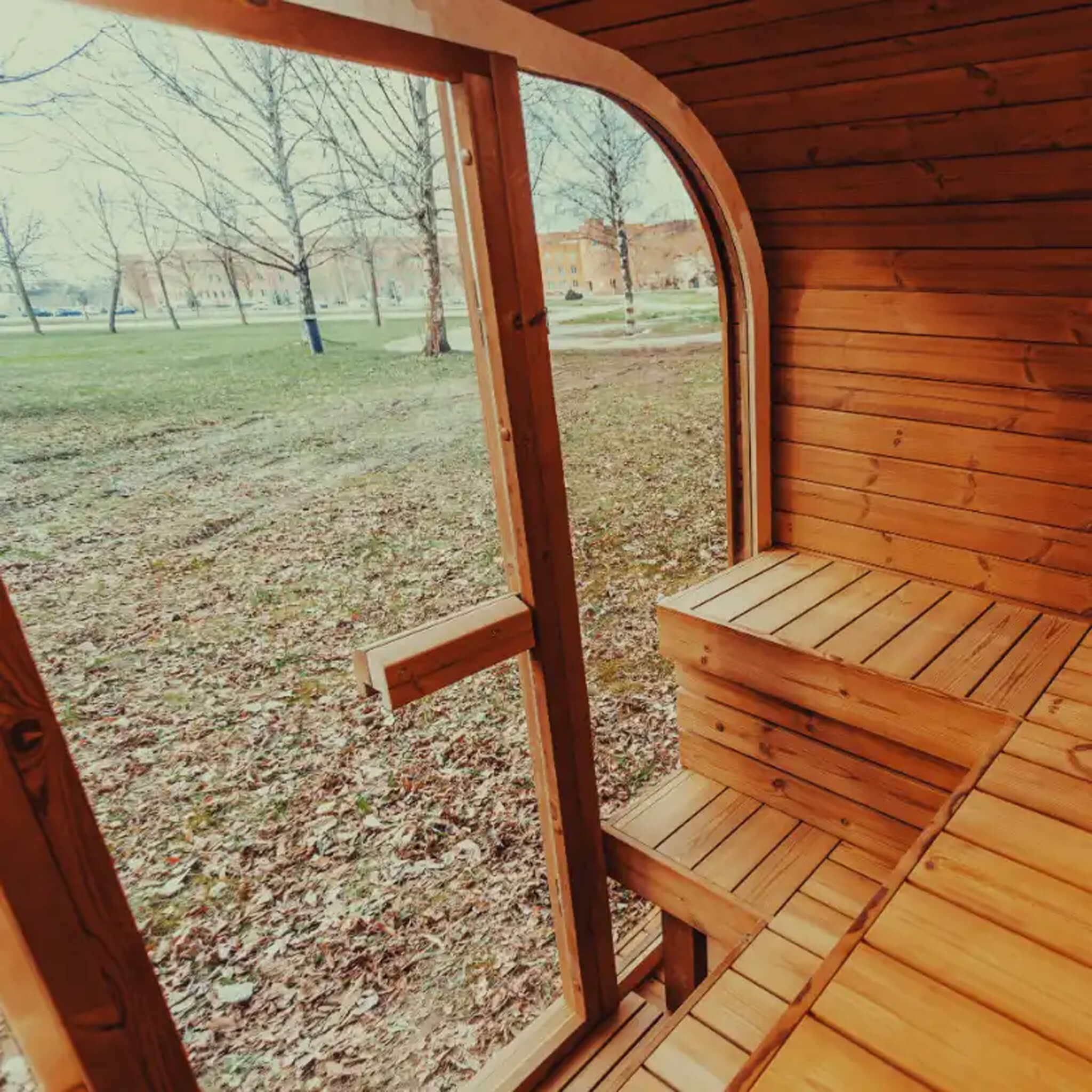 Premium 4-Person Outdoor Scandinavian ThermoWood Cube Sauna Kit With LED Lighting (SAK25470)