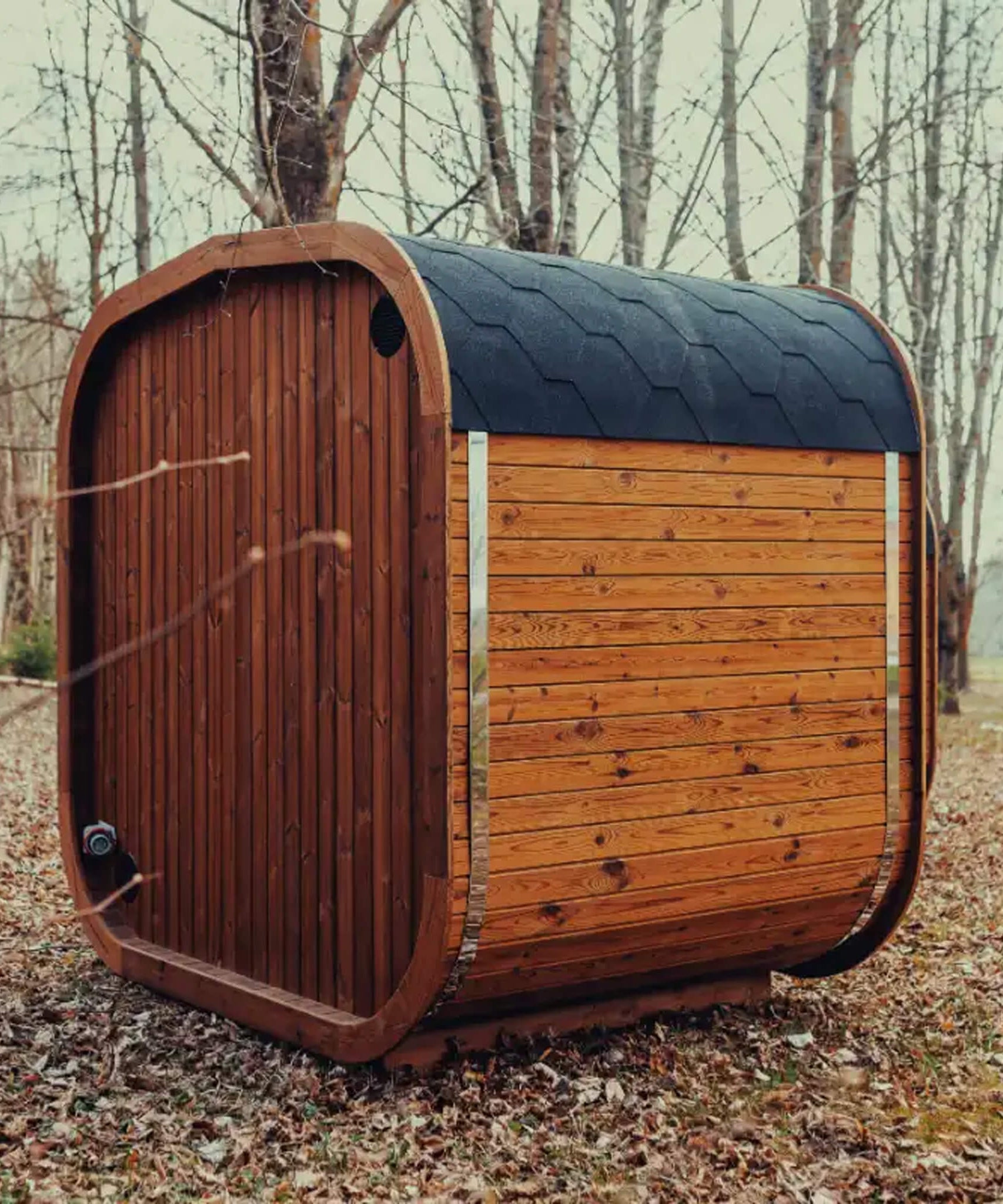 Premium 4-Person Outdoor Scandinavian ThermoWood Cube Sauna Kit With LED Lighting (SAK25470)
