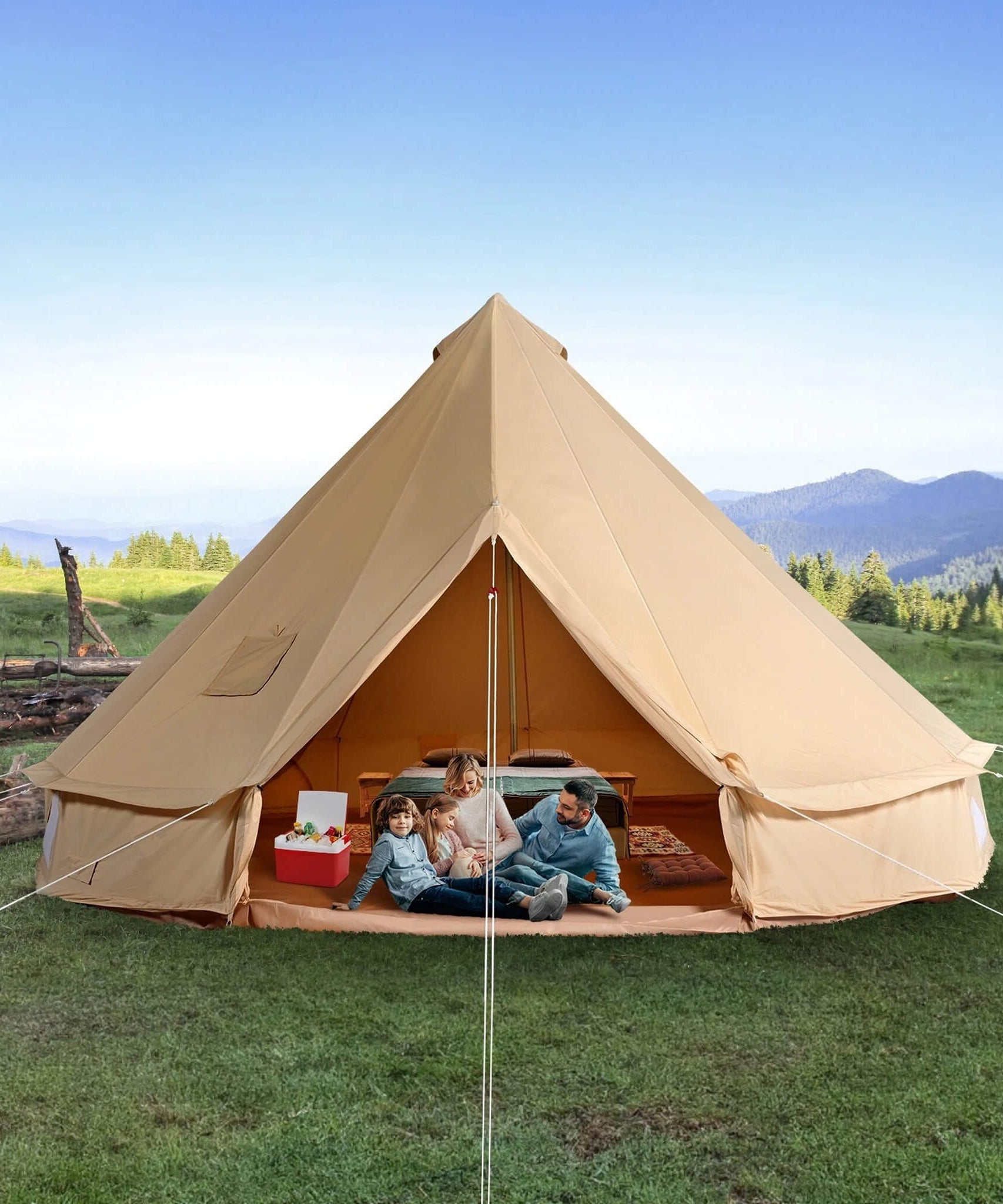 Premium 4-Season Camping Canvas Bell Yurt Tent With Stove Jack (SAK47589)