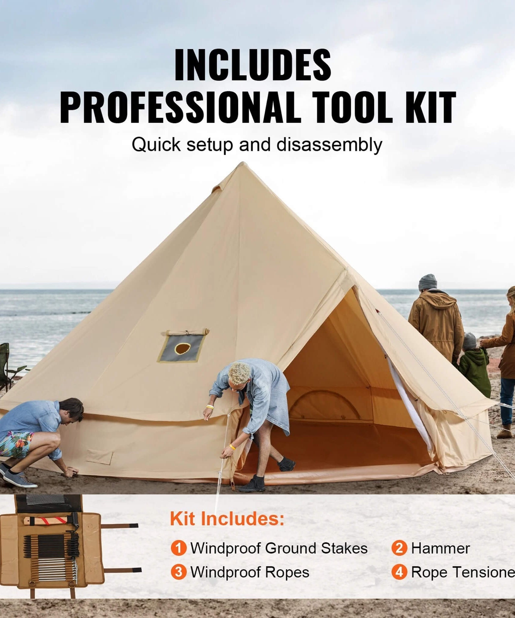 Premium 4-Season Camping Canvas Bell Yurt Tent With Stove Jack (SAK47589)