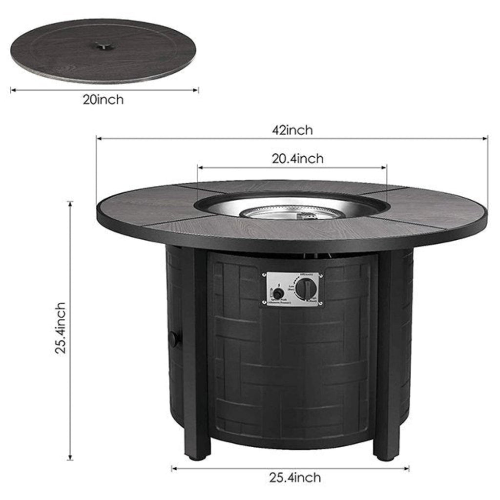 Alora Premium 42-Inch Outdoor 50K BTU Propane Patio Gas Fire Pit Coffee Table W/ Cover (SAK95331)