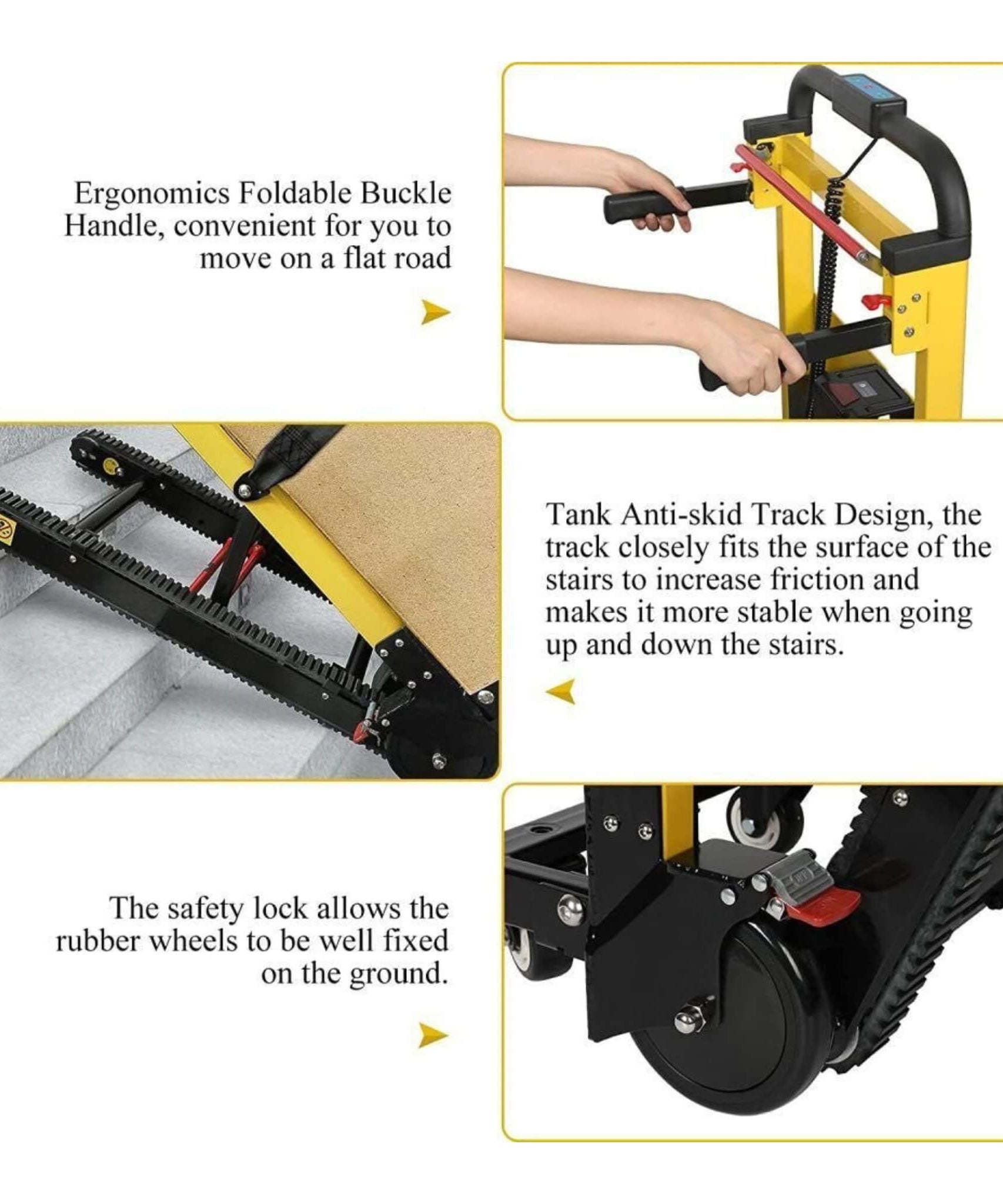 Premium 440LBS Electric Stair Climbing Dolly Hand Truck Folding Cart With Wheels (SAK31825)