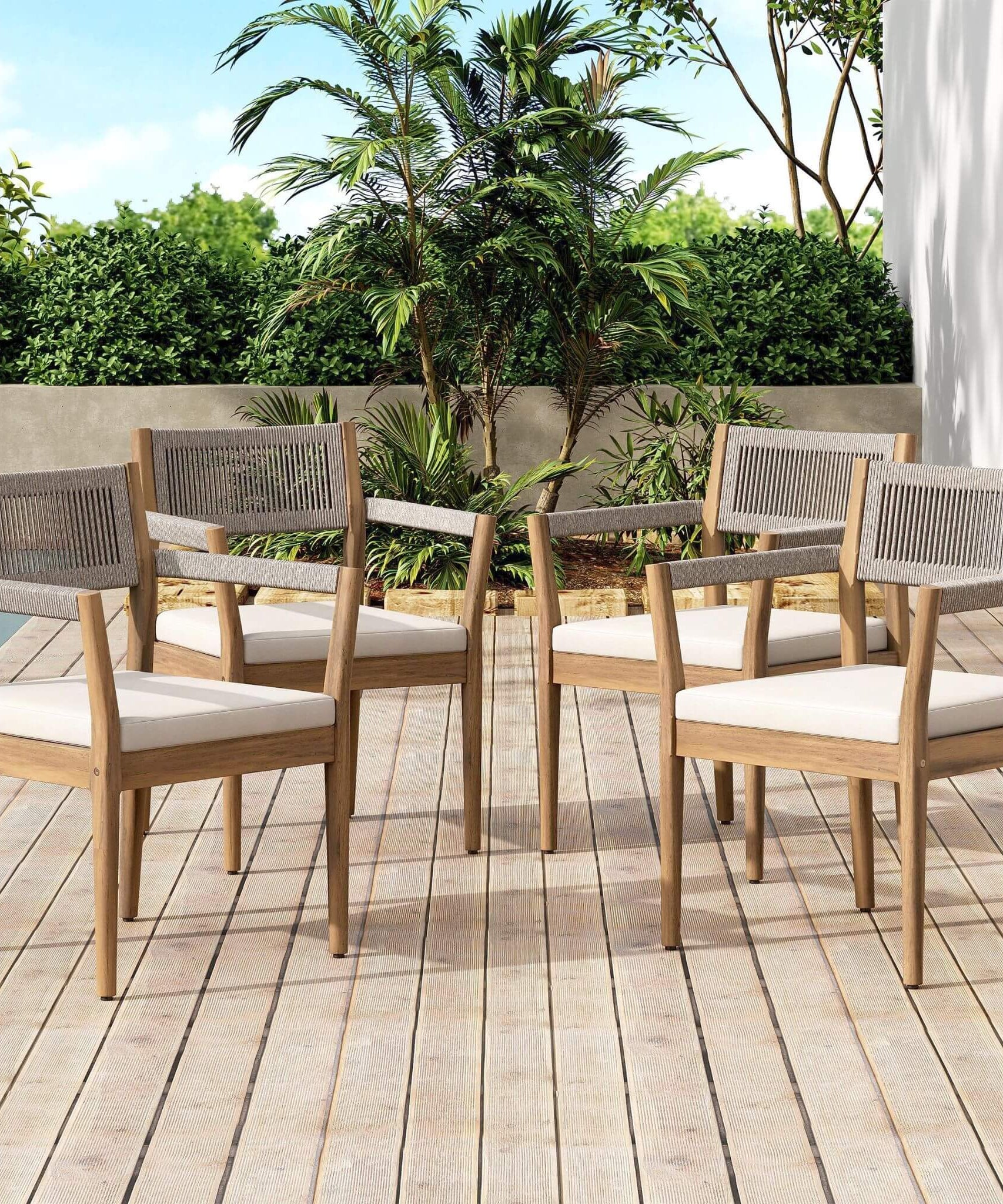 Alora Premium 5-Piece Outdoor Acacia Wood Patio Furniture Set With Braided Dining Chairs, Cushions, And Dining Table (SAK26754)