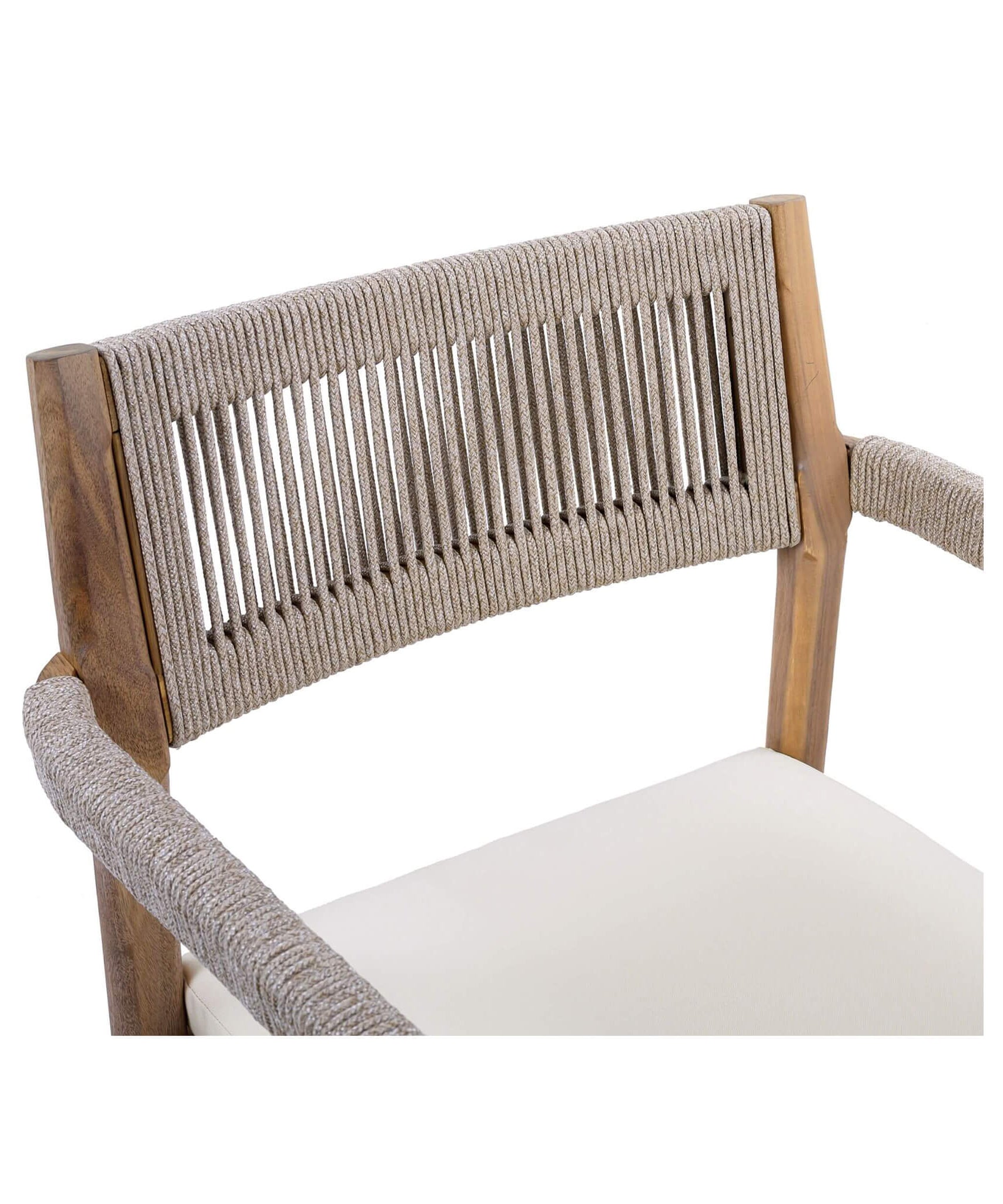 Alora Premium 5-Piece Outdoor Acacia Wood Patio Furniture Set With Braided Dining Chairs, Cushions, And Dining Table (SAK26754)