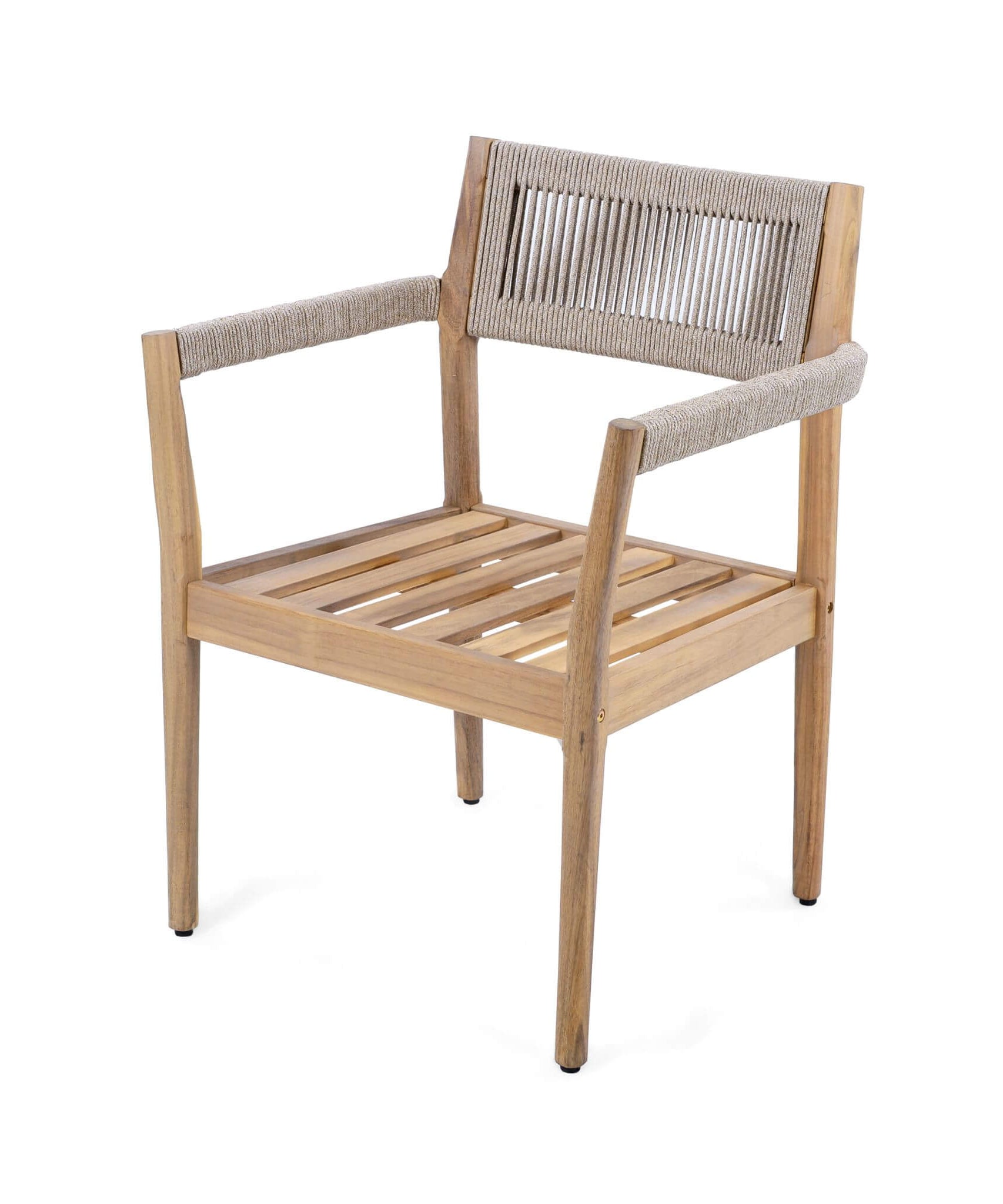 Alora Premium 5-Piece Outdoor Acacia Wood Patio Furniture Set With Braided Dining Chairs, Cushions, And Dining Table (SAK26754)