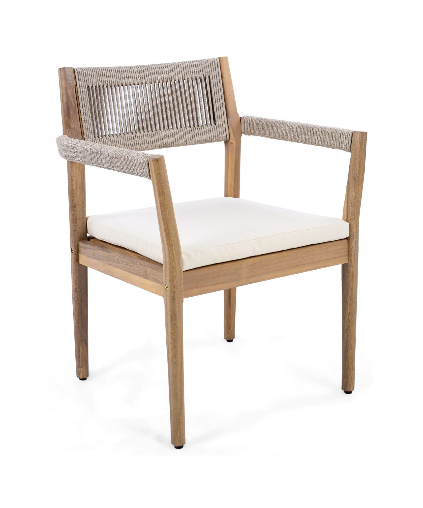 Alora Premium 5-Piece Outdoor Acacia Wood Patio Furniture Set With Braided Dining Chairs, Cushions, And Dining Table (SAK26754)
