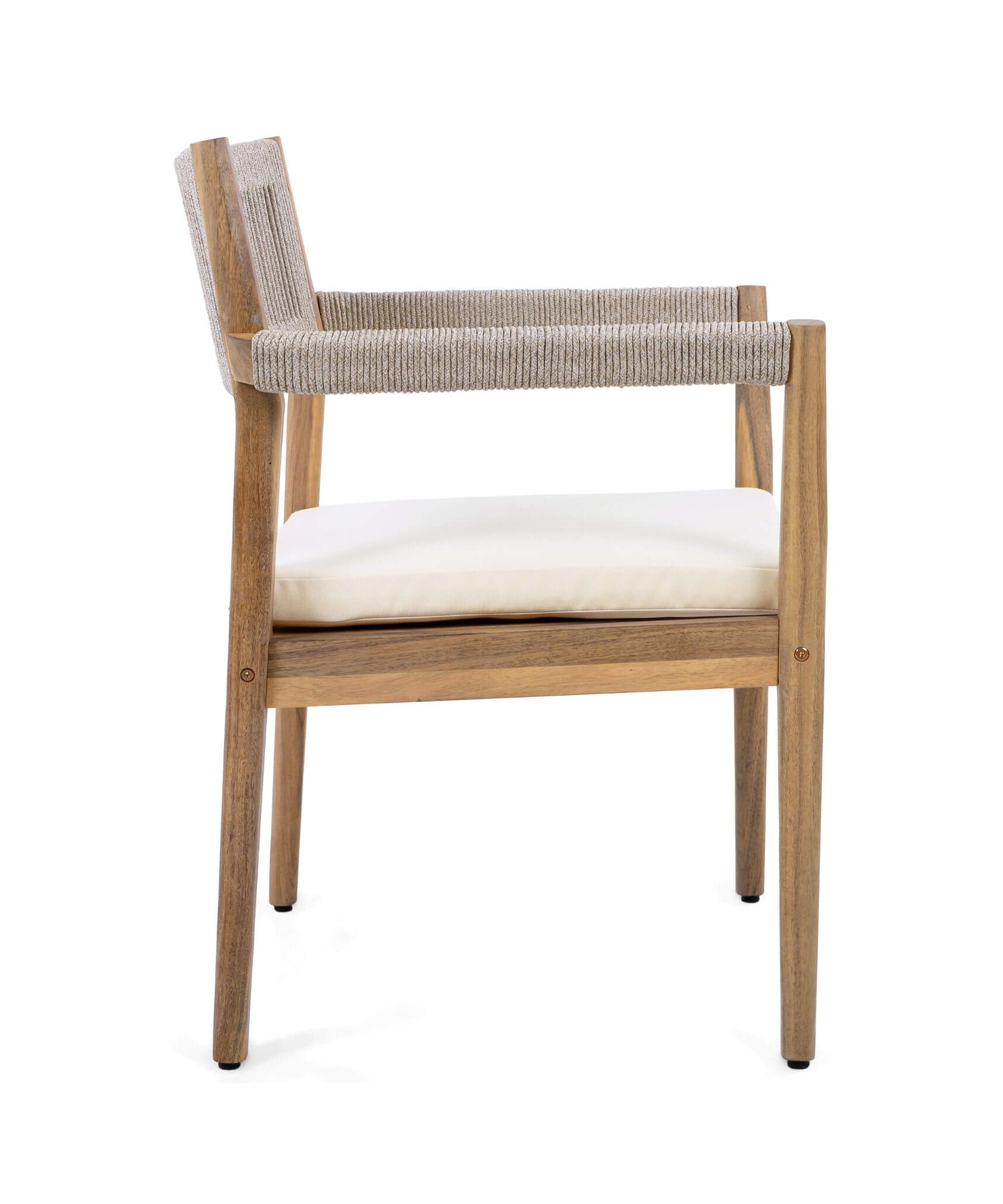 Alora Premium 5-Piece Outdoor Acacia Wood Patio Furniture Set With Braided Dining Chairs, Cushions, And Dining Table (SAK26754)