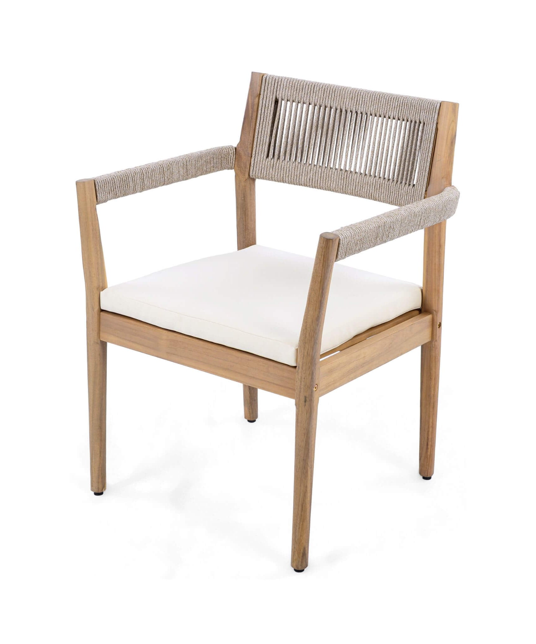 Alora Premium 5-Piece Outdoor Acacia Wood Patio Furniture Set With Braided Dining Chairs, Cushions, And Dining Table (SAK26754)