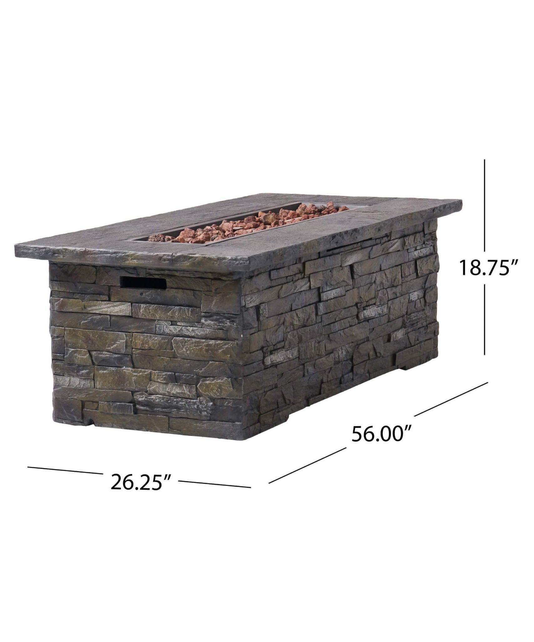 Alora Premium 56" Outdoor Rectangular Concrete Propane Fire Pit W/ Faux Stone Pattern, 50K BTU (SAK31845)