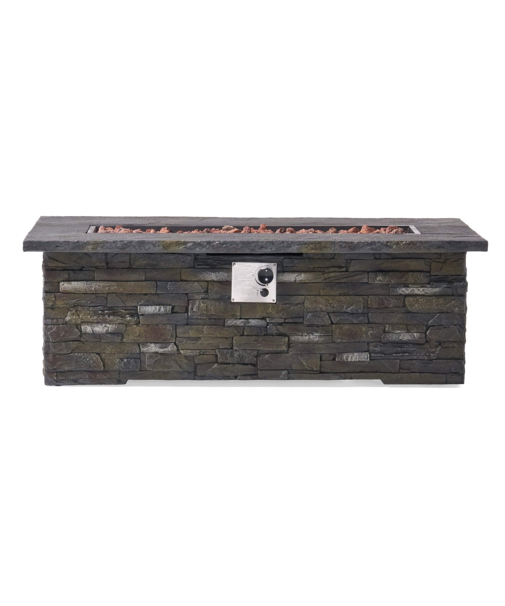 Alora Premium 56" Outdoor Rectangular Concrete Propane Fire Pit W/ Faux Stone Pattern, 50K BTU (SAK31845)