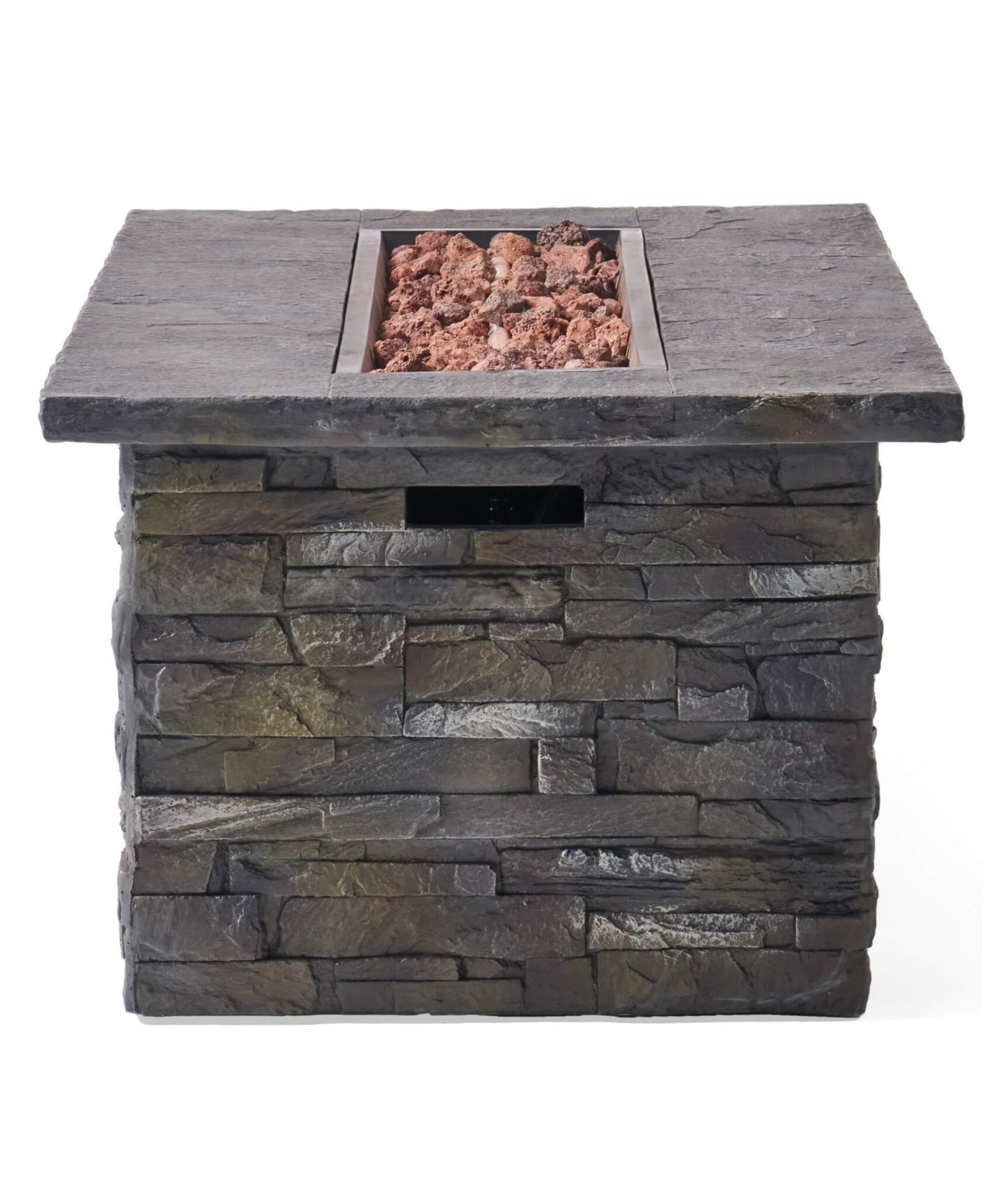 Alora Premium 56" Outdoor Rectangular Concrete Propane Fire Pit W/ Faux Stone Pattern, 50K BTU (SAK31845)
