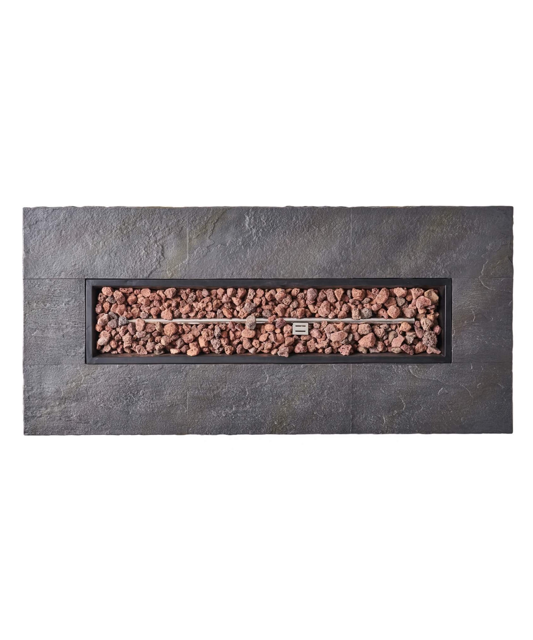 Alora Premium 56" Outdoor Rectangular Concrete Propane Fire Pit W/ Faux Stone Pattern, 50K BTU (SAK31845)