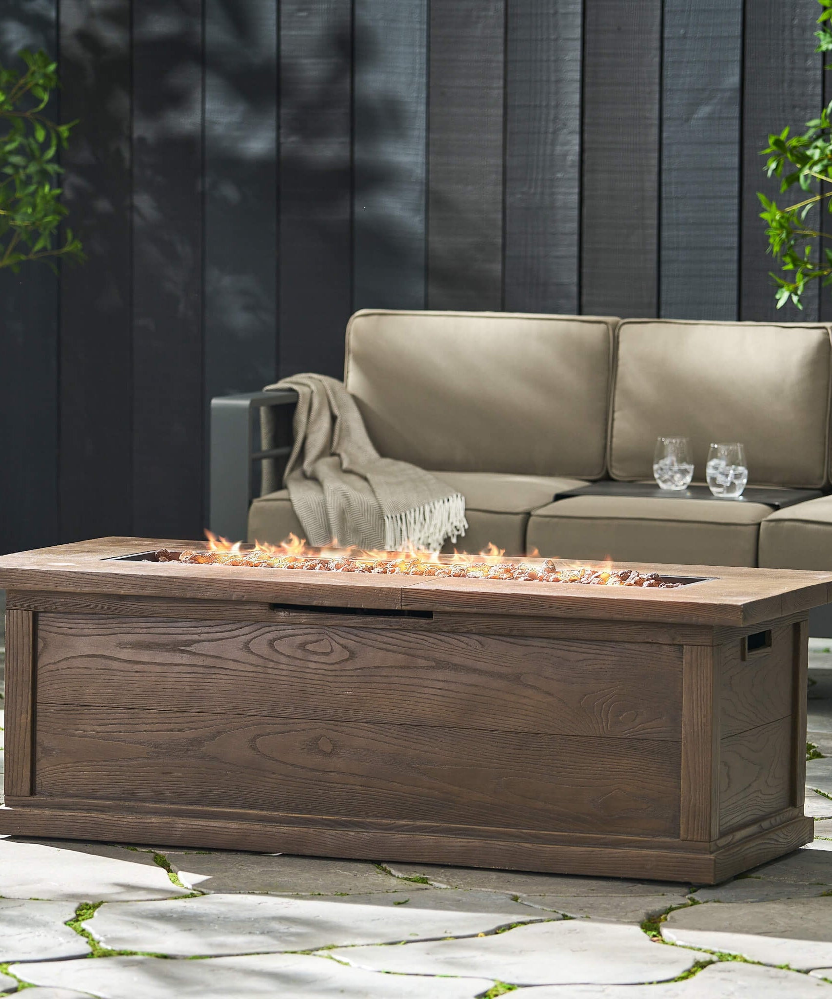 Alora Premium 56" Transitional Rectangular Outdoor Propane Gas Fire Pit Table, 50K BTU (SAK25790)