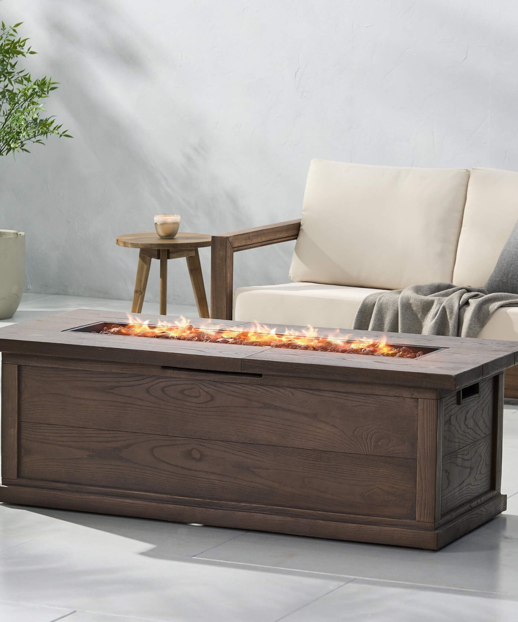 Alora Premium 56" Transitional Rectangular Outdoor Propane Gas Fire Pit Table, 50K BTU (SAK25790)