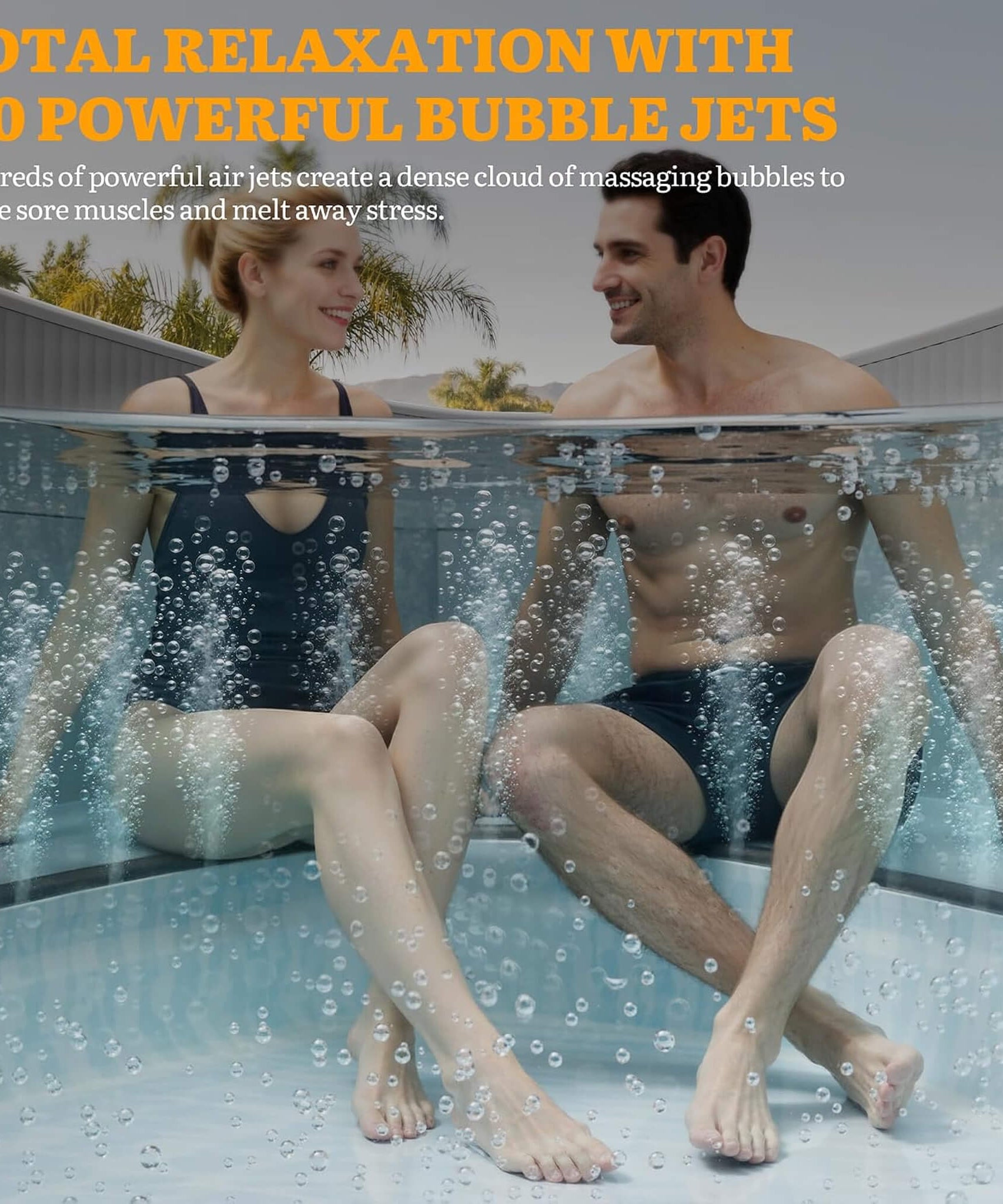 Premium 77-Inch Inflatable 6-Person Drop-Stitch Hot Tub W/ 180 Massage Jets (SAK87132)