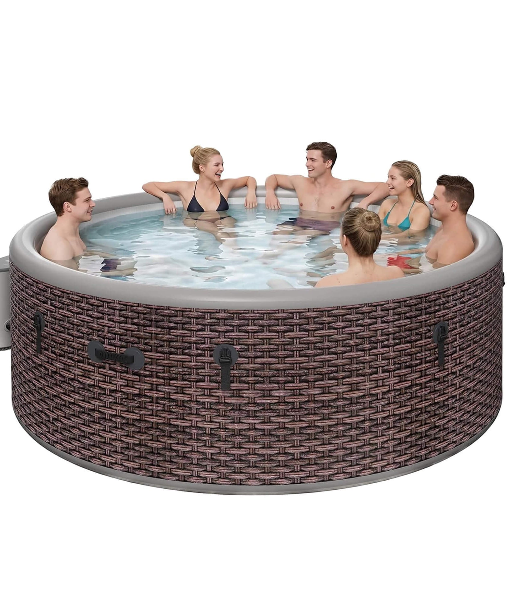 Premium 77-Inch Inflatable 6-Person Drop-Stitch Hot Tub W/ 180 Massage Jets (SAK87132)