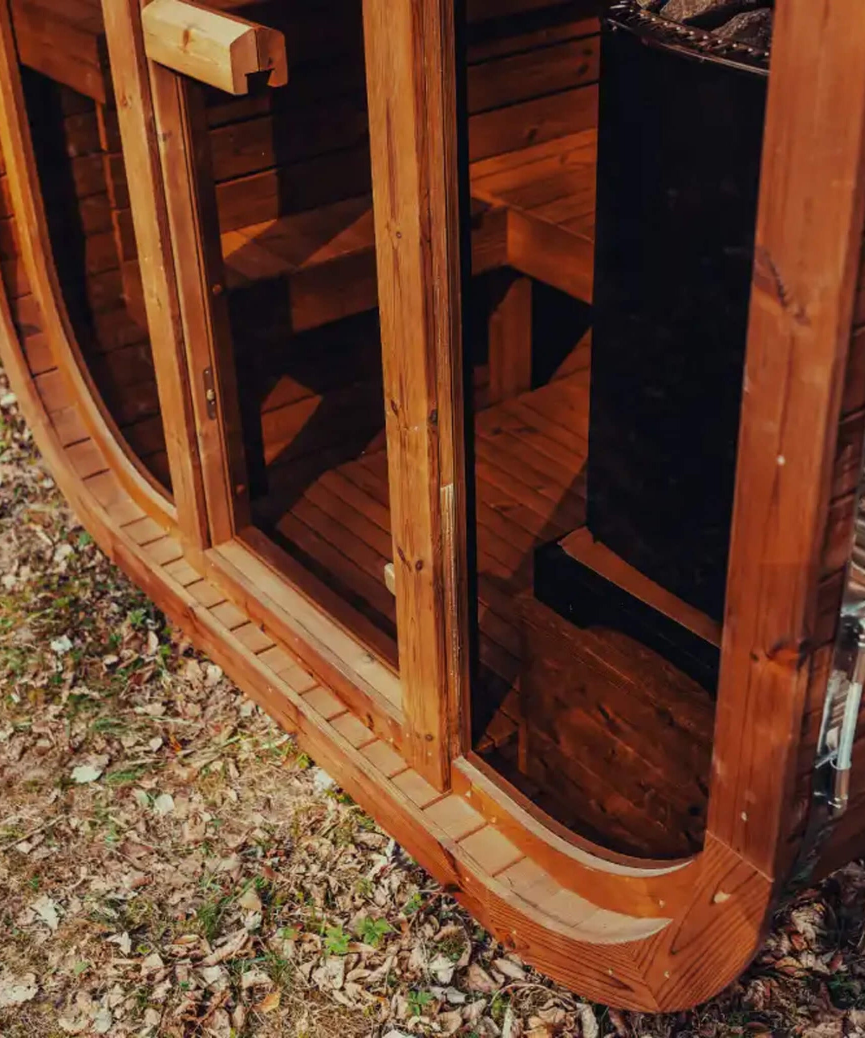 Premium 6-Person Outdoor Scandinavian ThermoWood Cube Sauna Kit With LED Lighting (SAK89146)