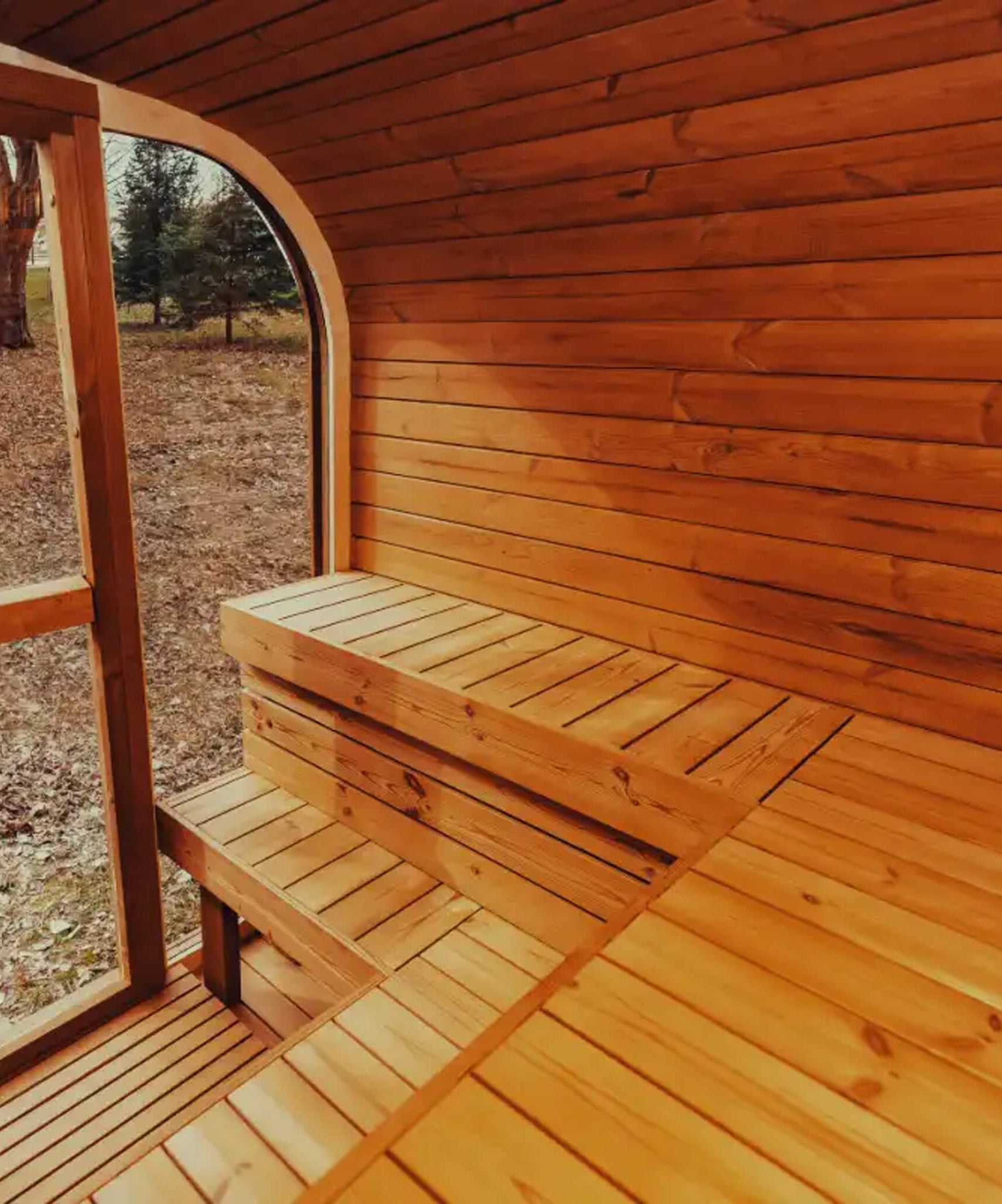 Premium 6-Person Outdoor Scandinavian ThermoWood Cube Sauna Kit With LED Lighting (SAK89146)