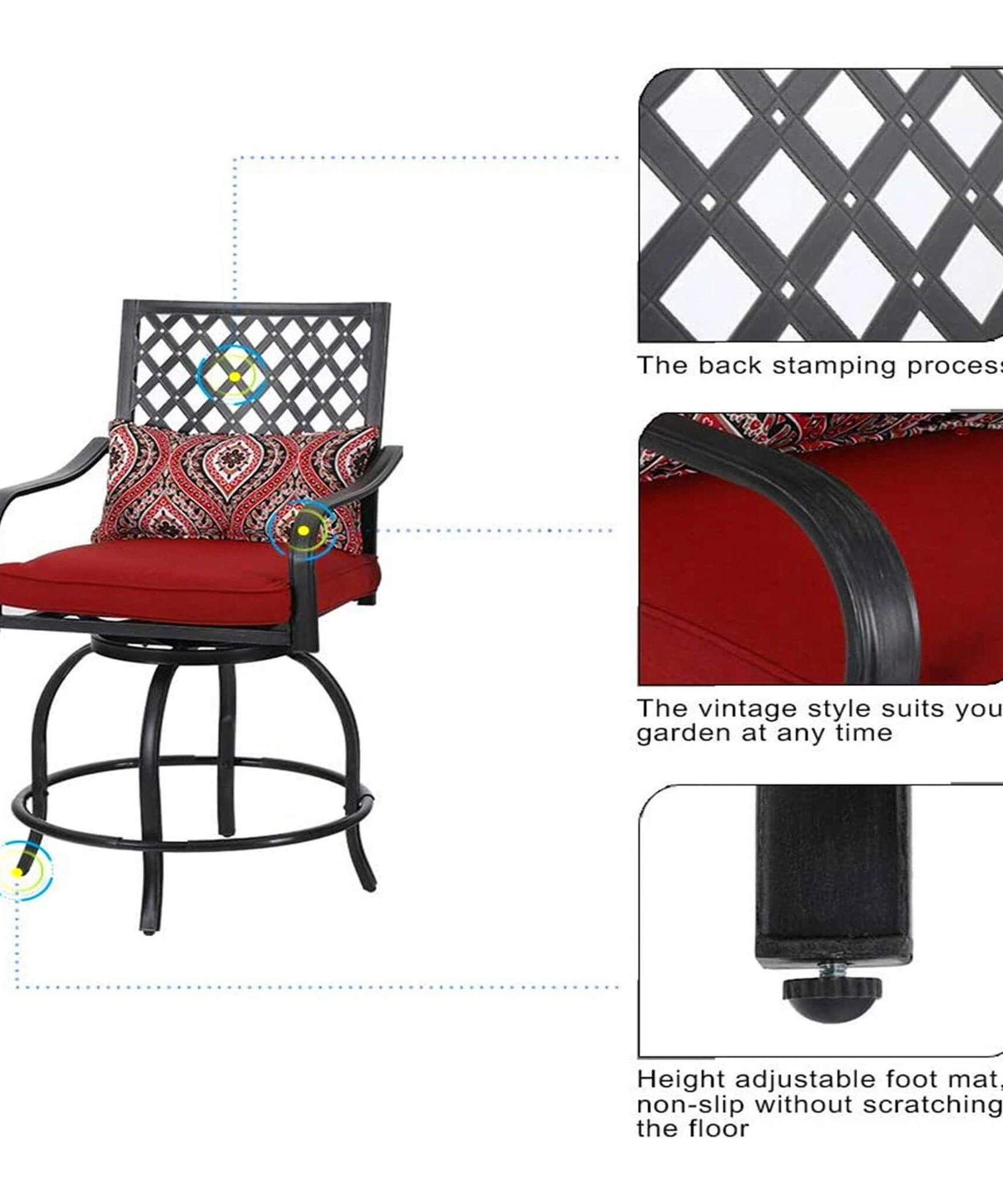 Alora Premium 6-Piece Bar Patio Furniture Set With Umbrella, Swivel Chairs, And Cushions (SAK90375)