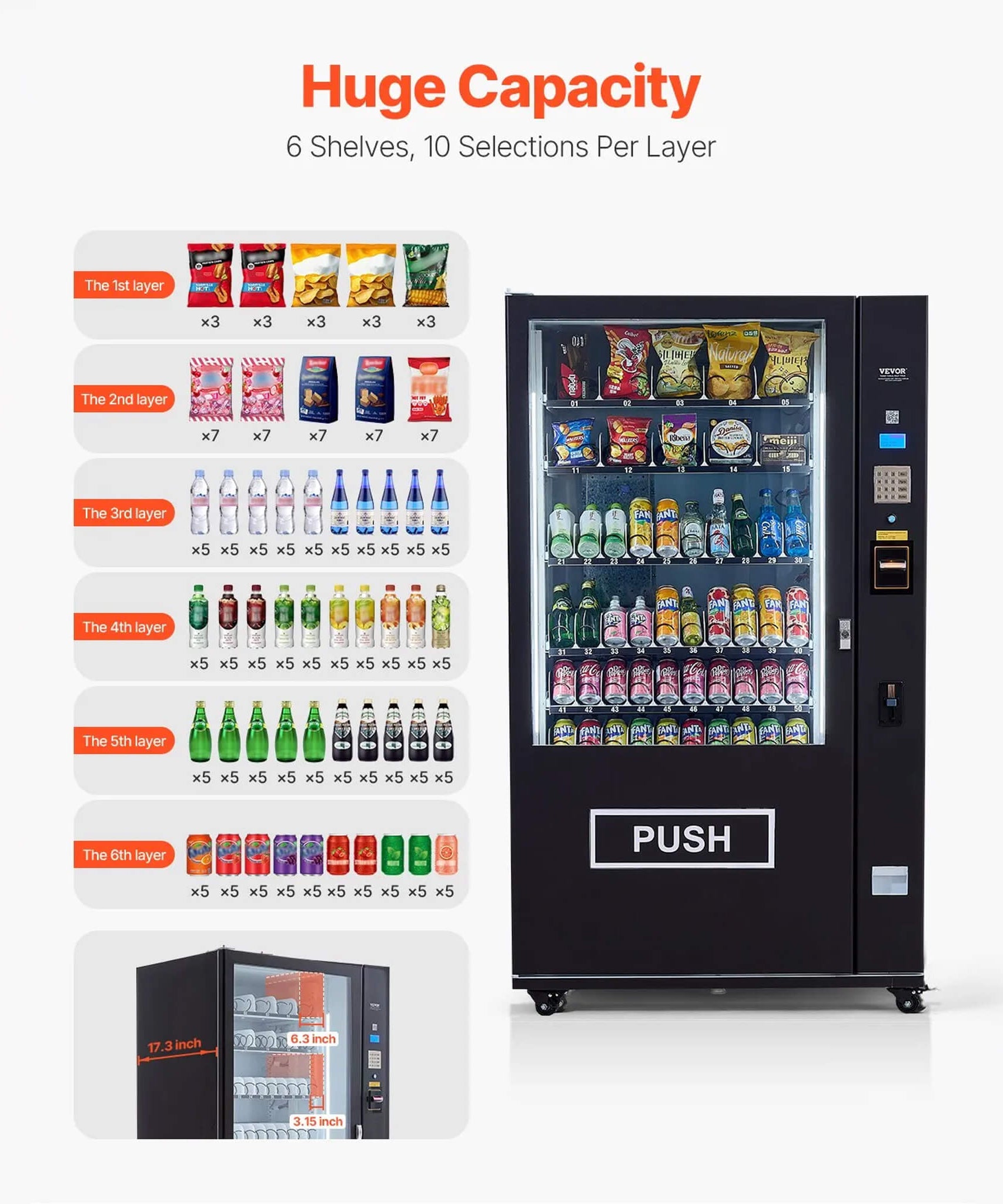 Premium 60-Slot Combo Vending Machine With ICT Bill And Coin Acceptor (SAK31842)