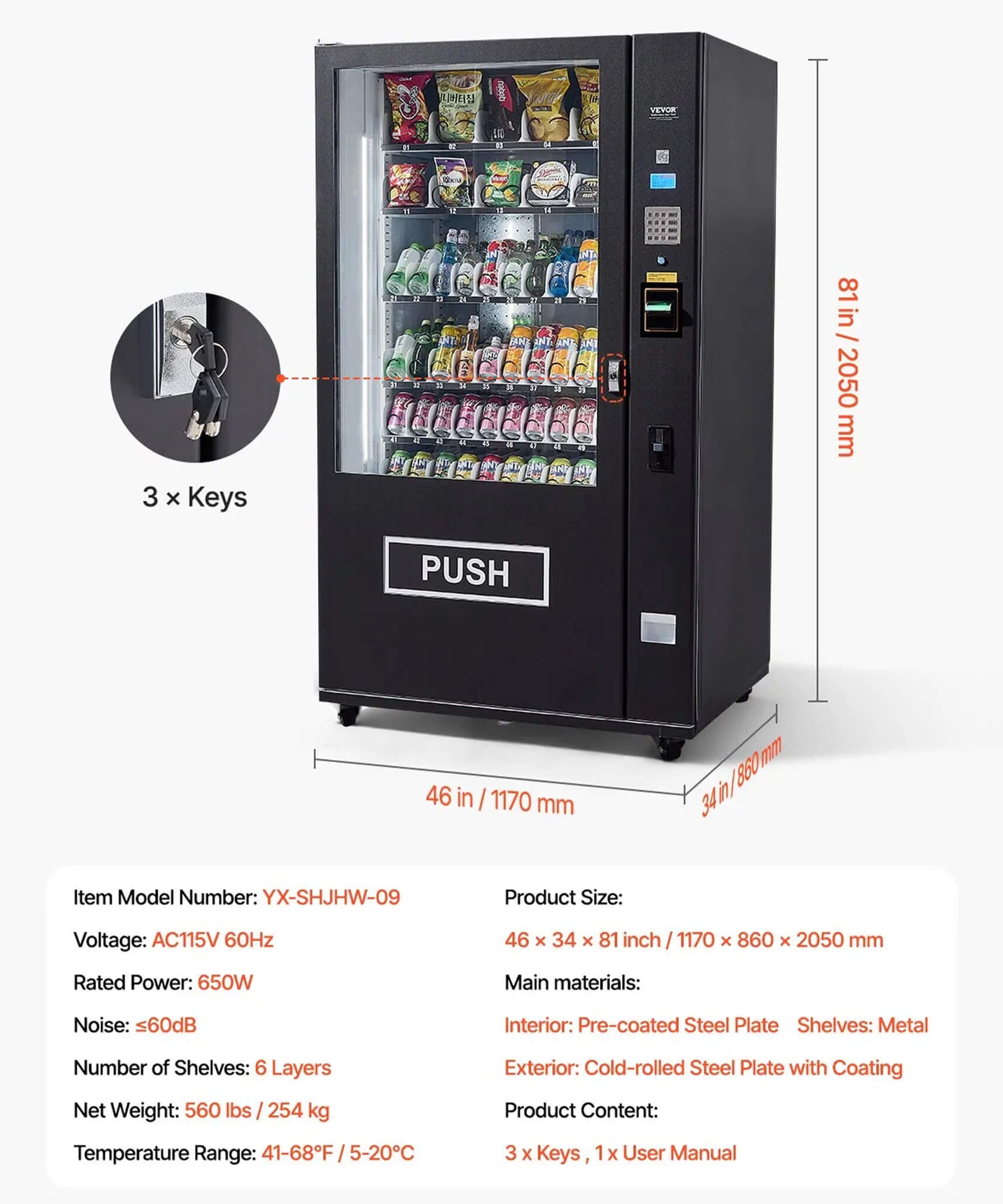 Premium 60-Slot Combo Vending Machine With ICT Bill And Coin Acceptor (SAK31842)