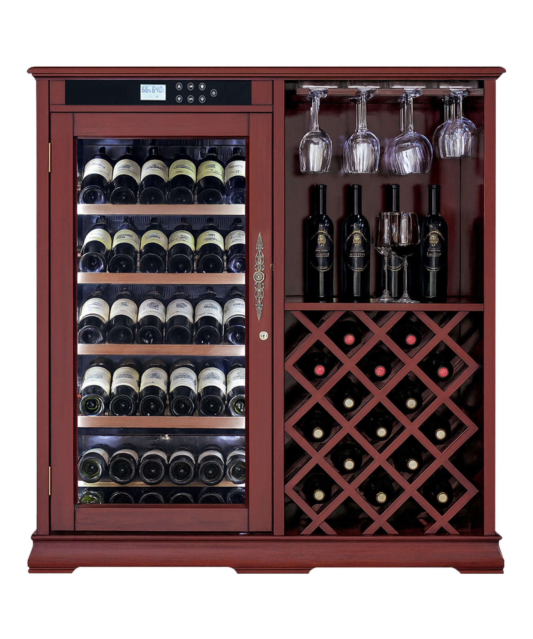 Nuvia 69-Bottle Wooden Wine Cooler Cabinet With Built-In Storage (SAK17539)